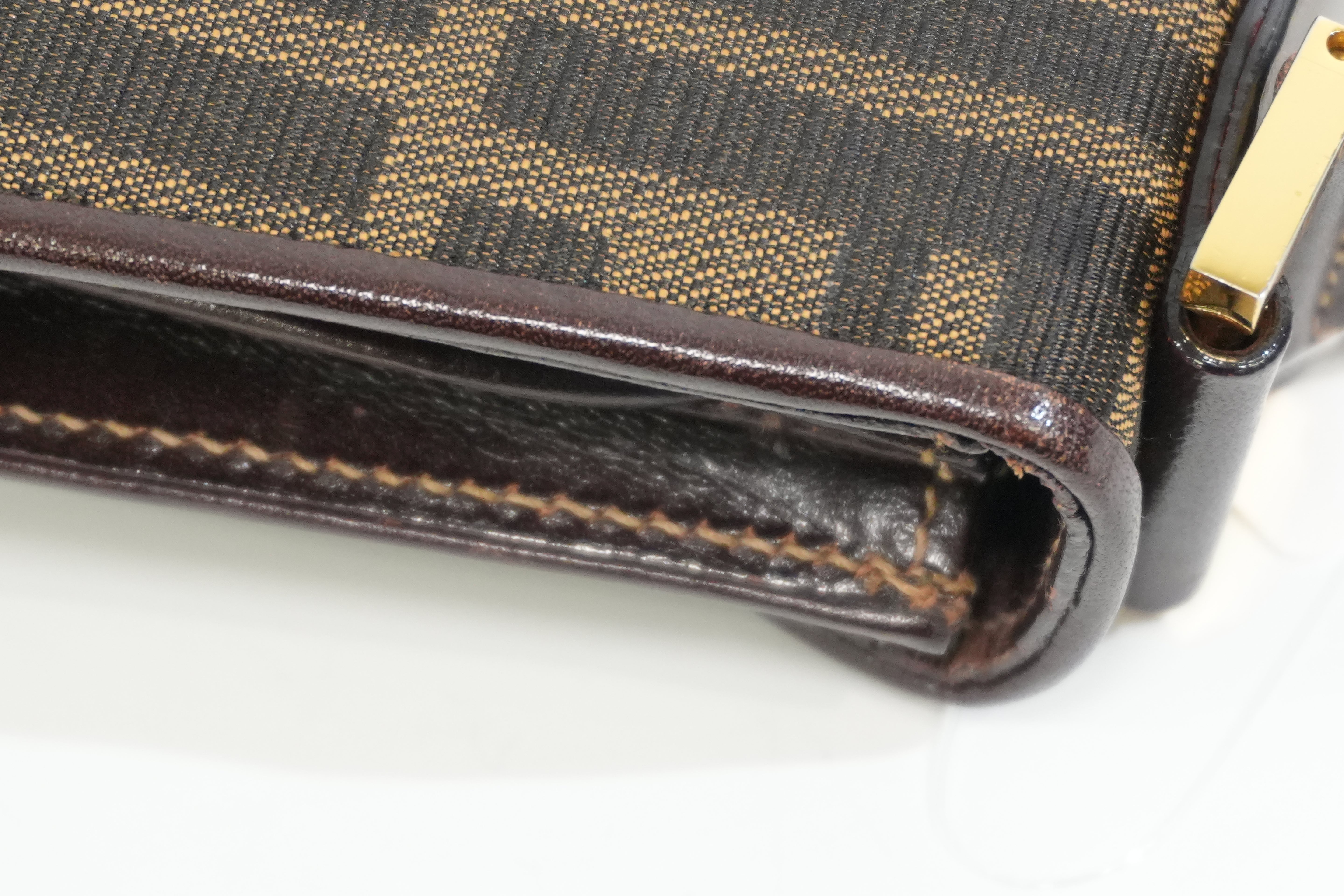 Pre-owned Fendi Zucca Mamma Baguette Top Handle Bag Brown