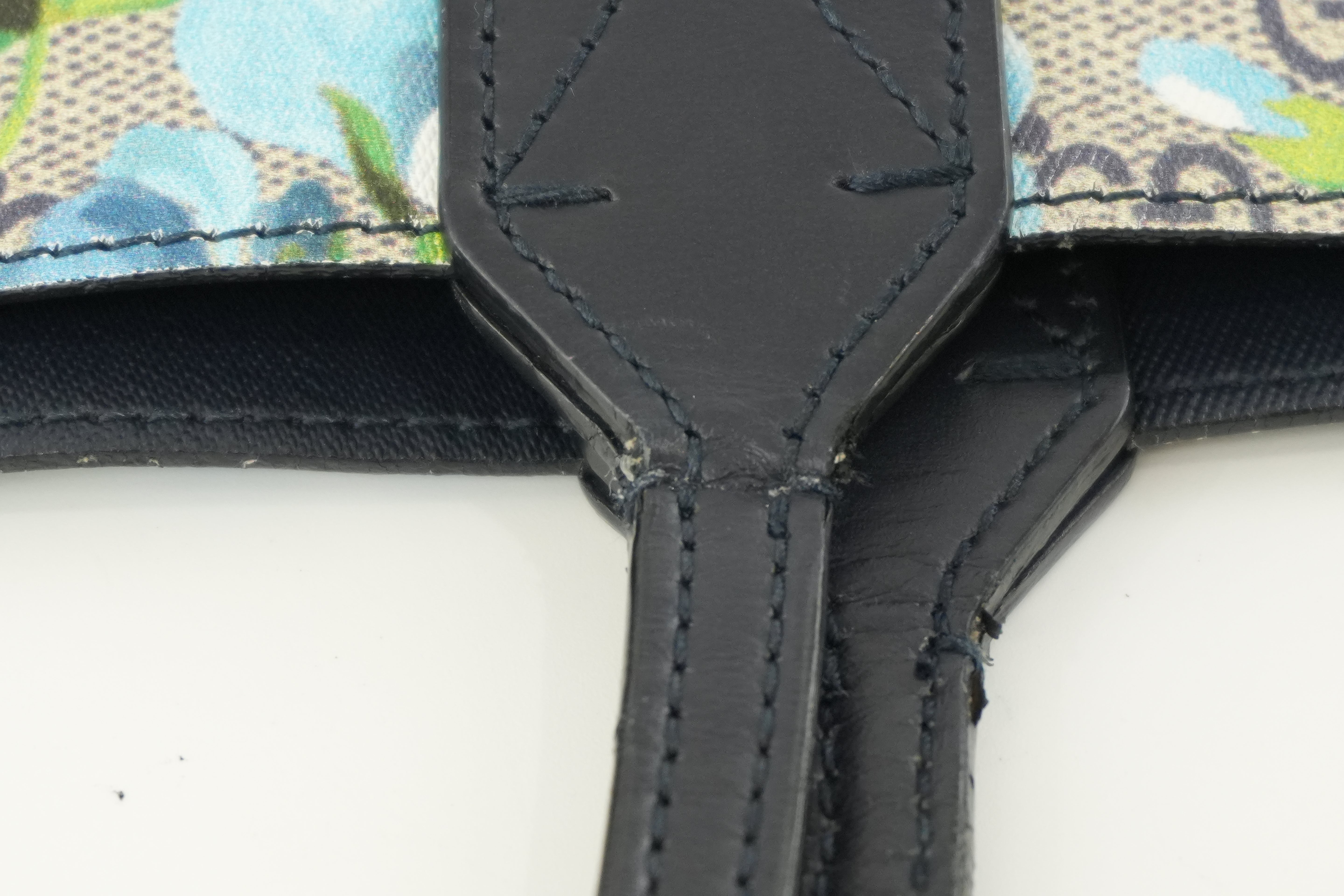 Gucci Blooms Canvas Tote Bag Blue Used