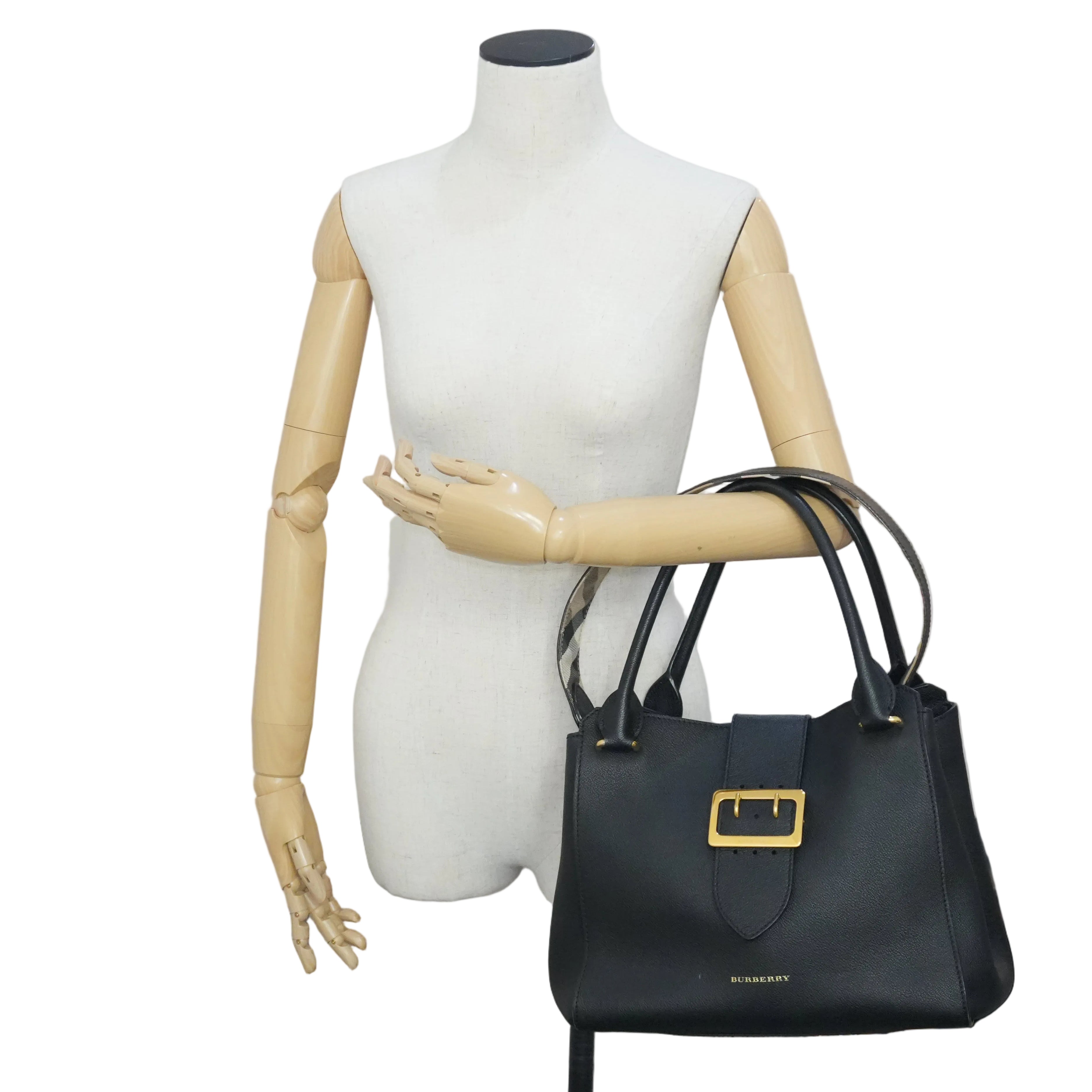 Pre-owned Burberry Calfskin Leather Two Way Shoulder Bag Black