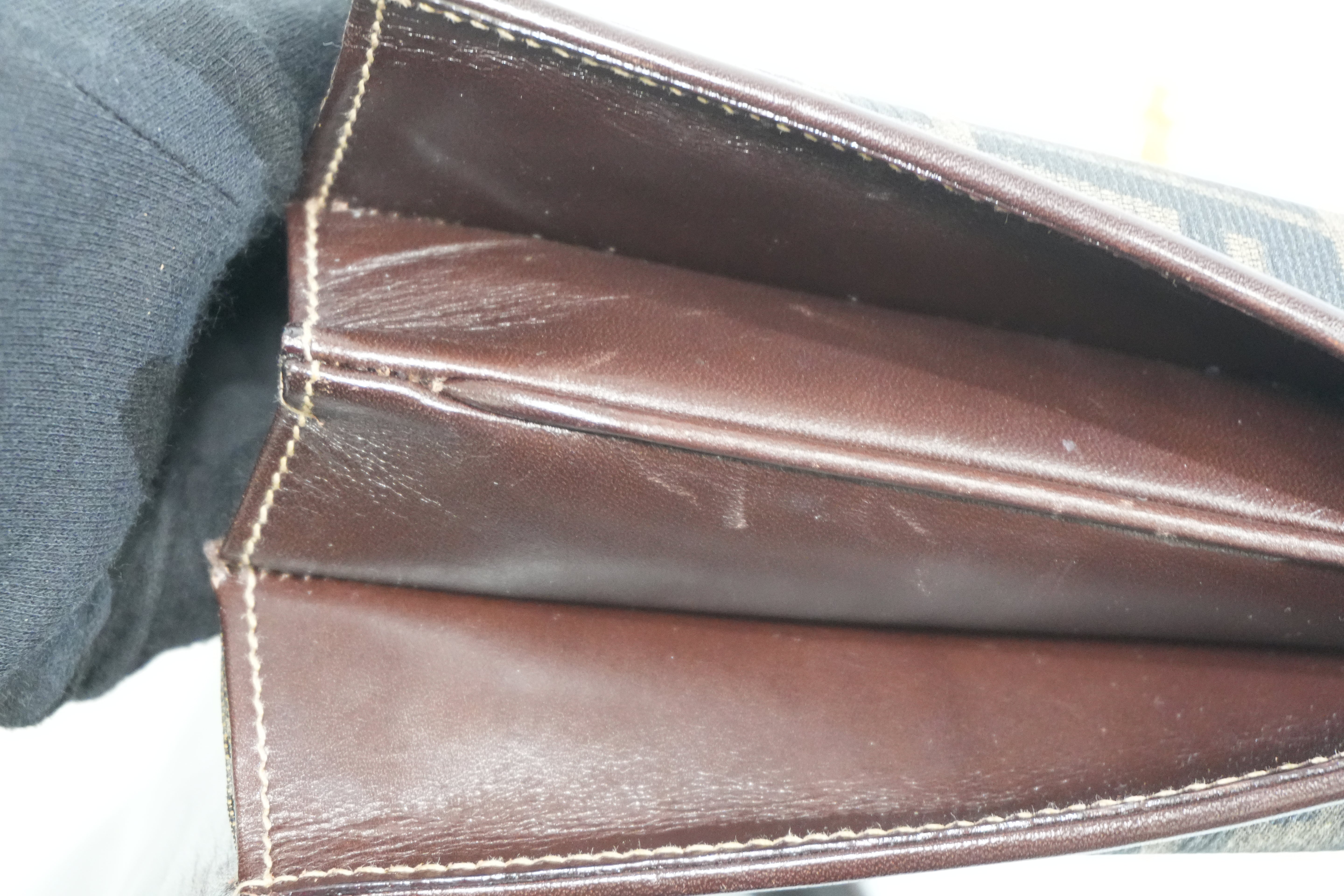 Pre-owned Fendi Zucca Mamma Baguette Top Handle Bag Brown