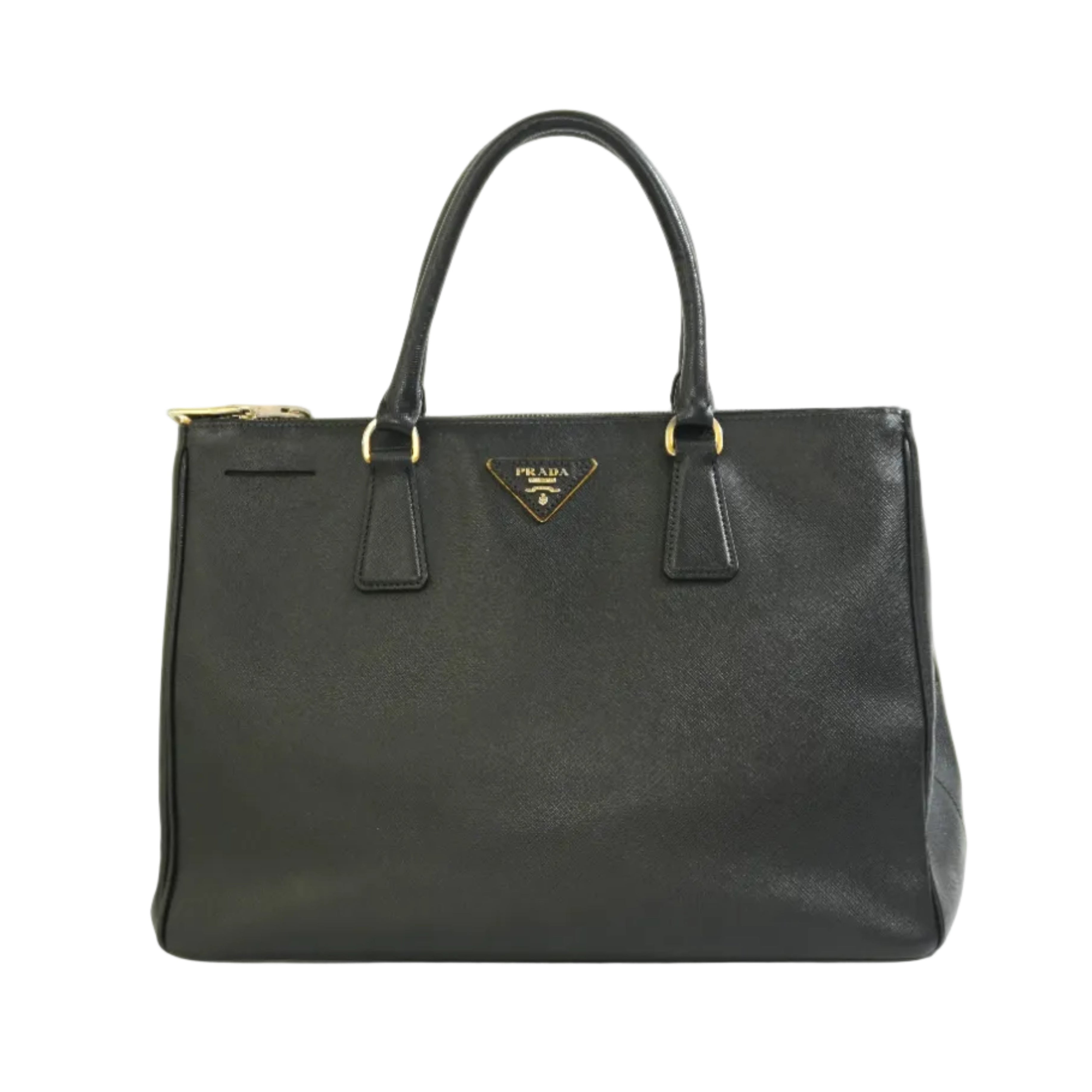Pre-owned Prada Calfskin Leather Saffiano Handbag Black