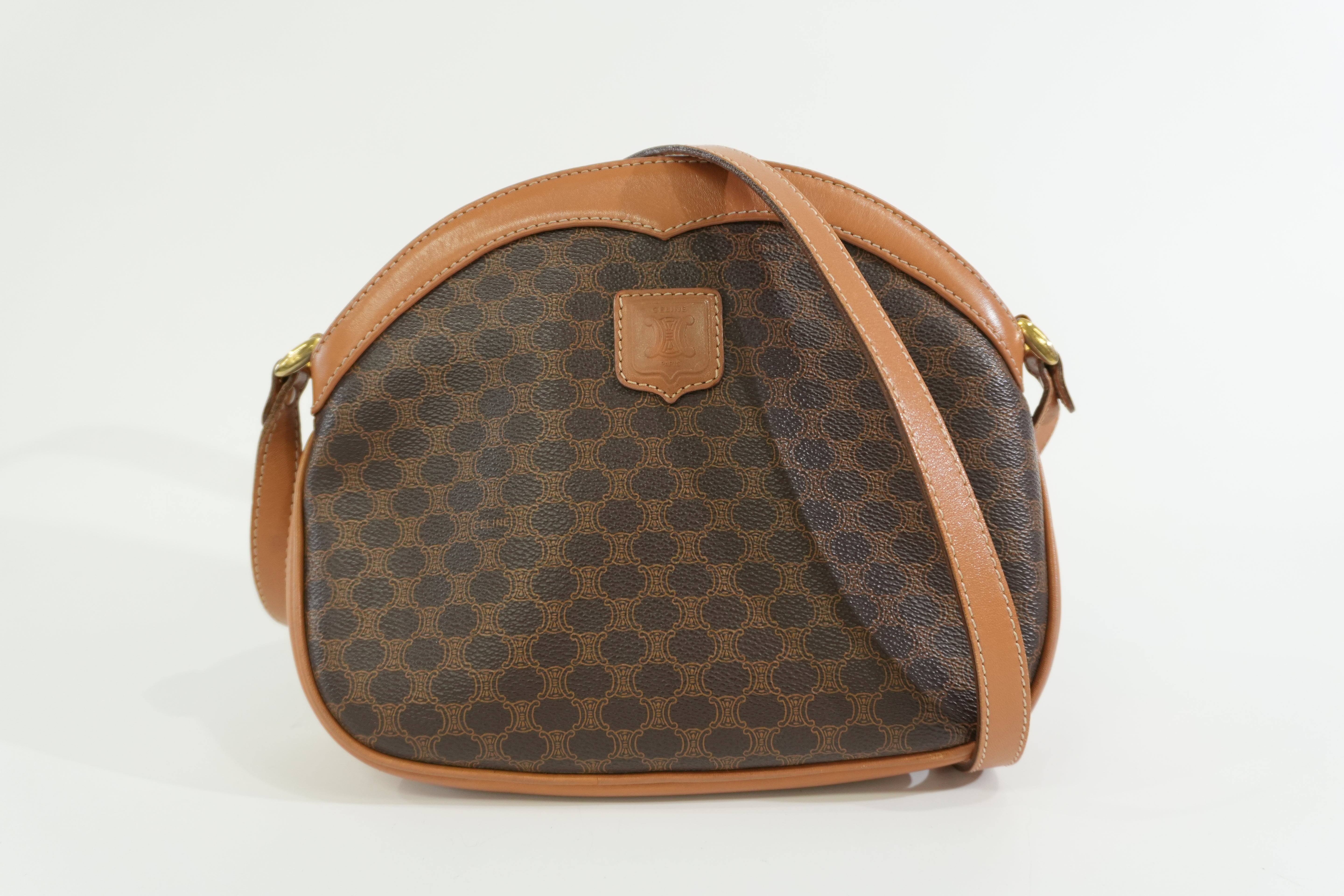 Pre-owned Celine Macadam Shoulder Bag Brown