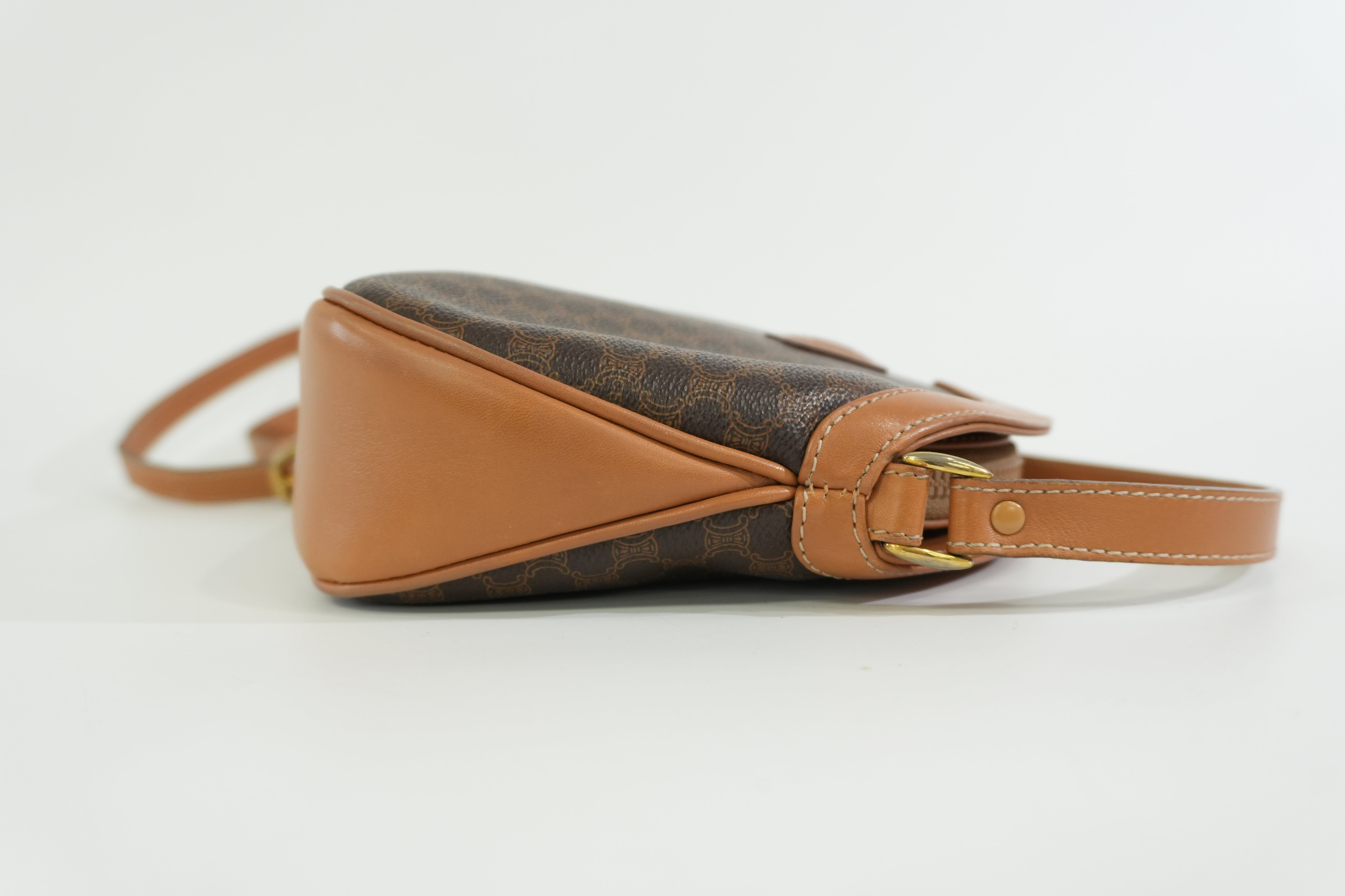 Pre-owned Celine Macadam Shoulder Bag Brown