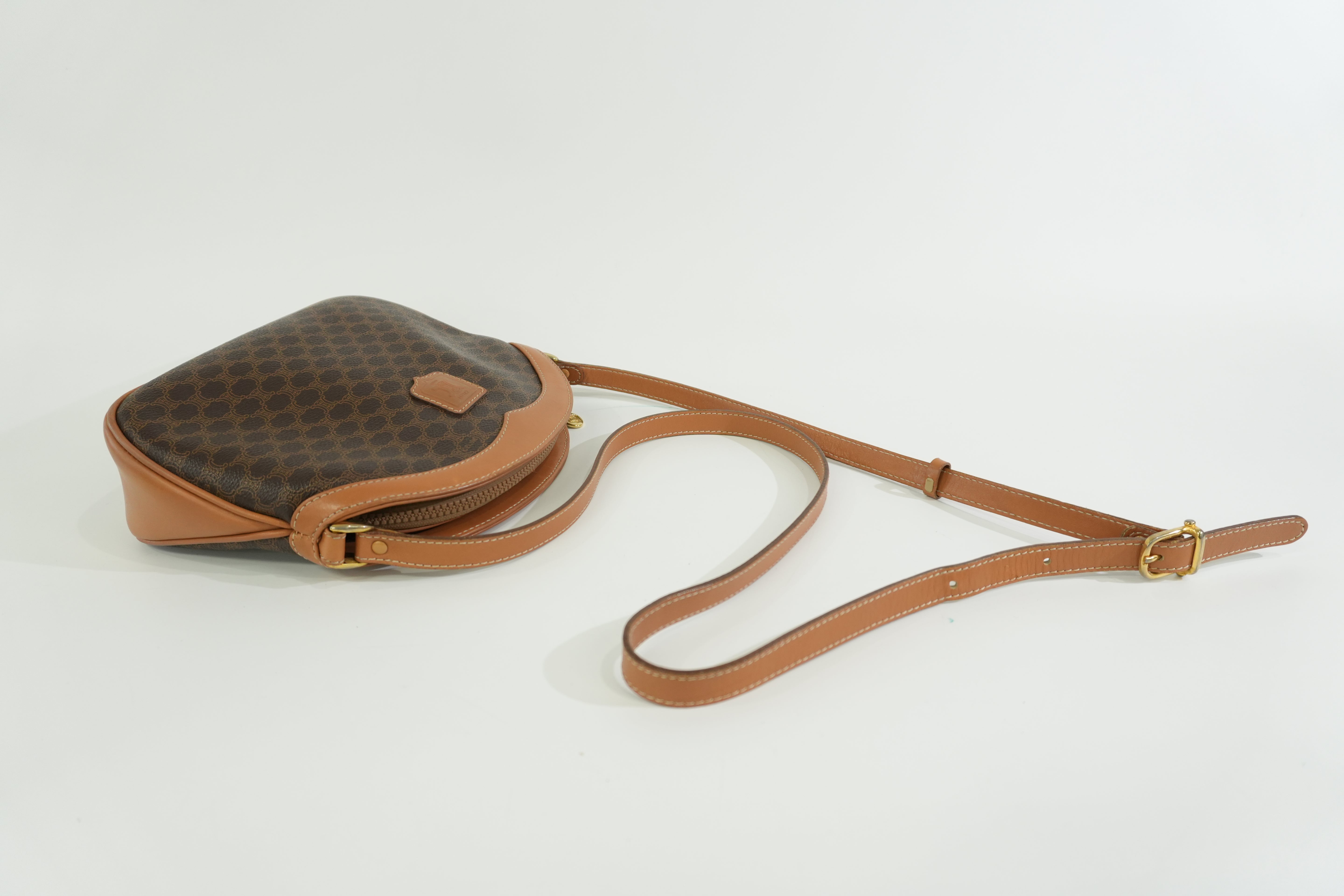 Pre-owned Celine Macadam Shoulder Bag Brown