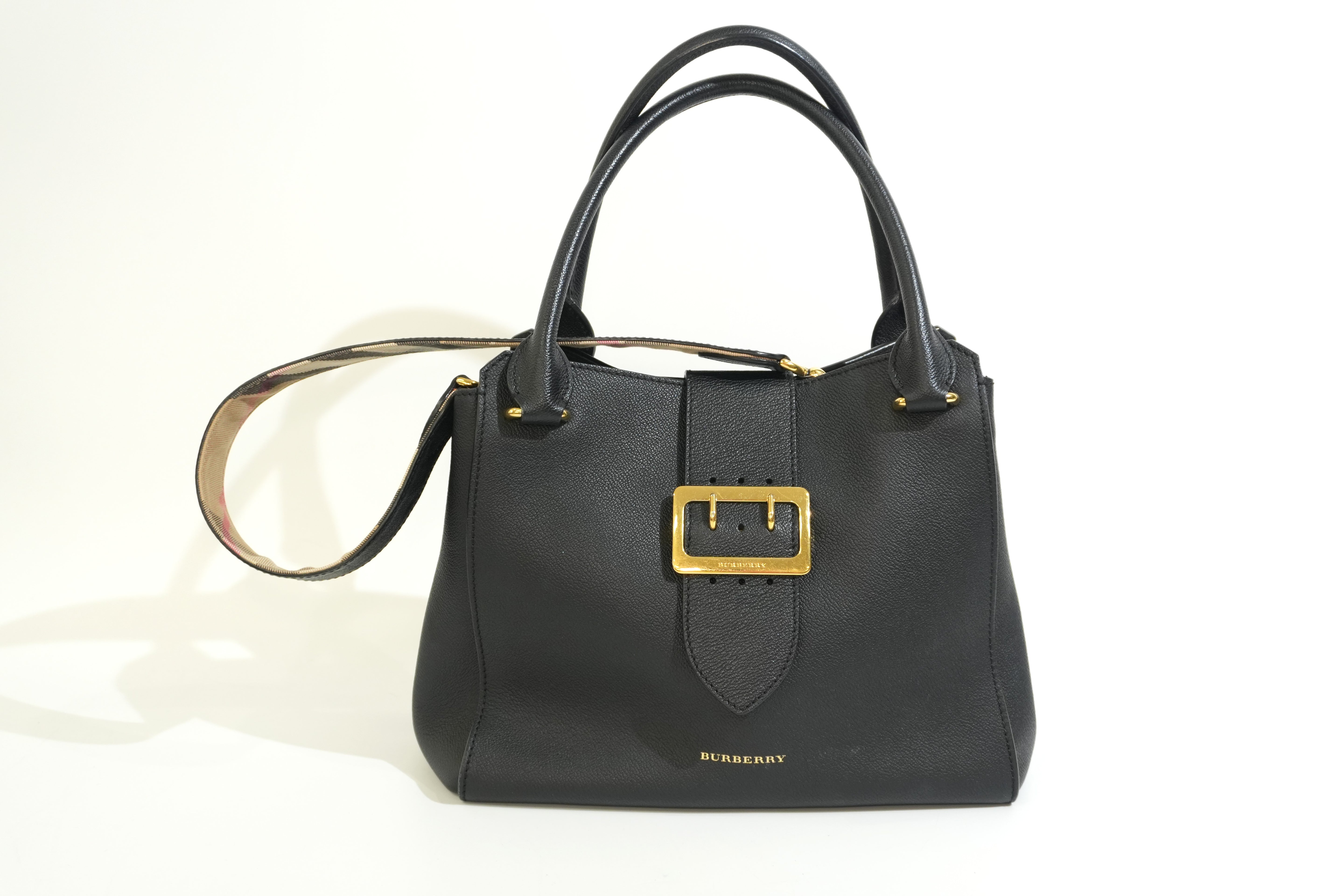 Pre-owned Burberry Calfskin Leather Two Way Shoulder Bag Black