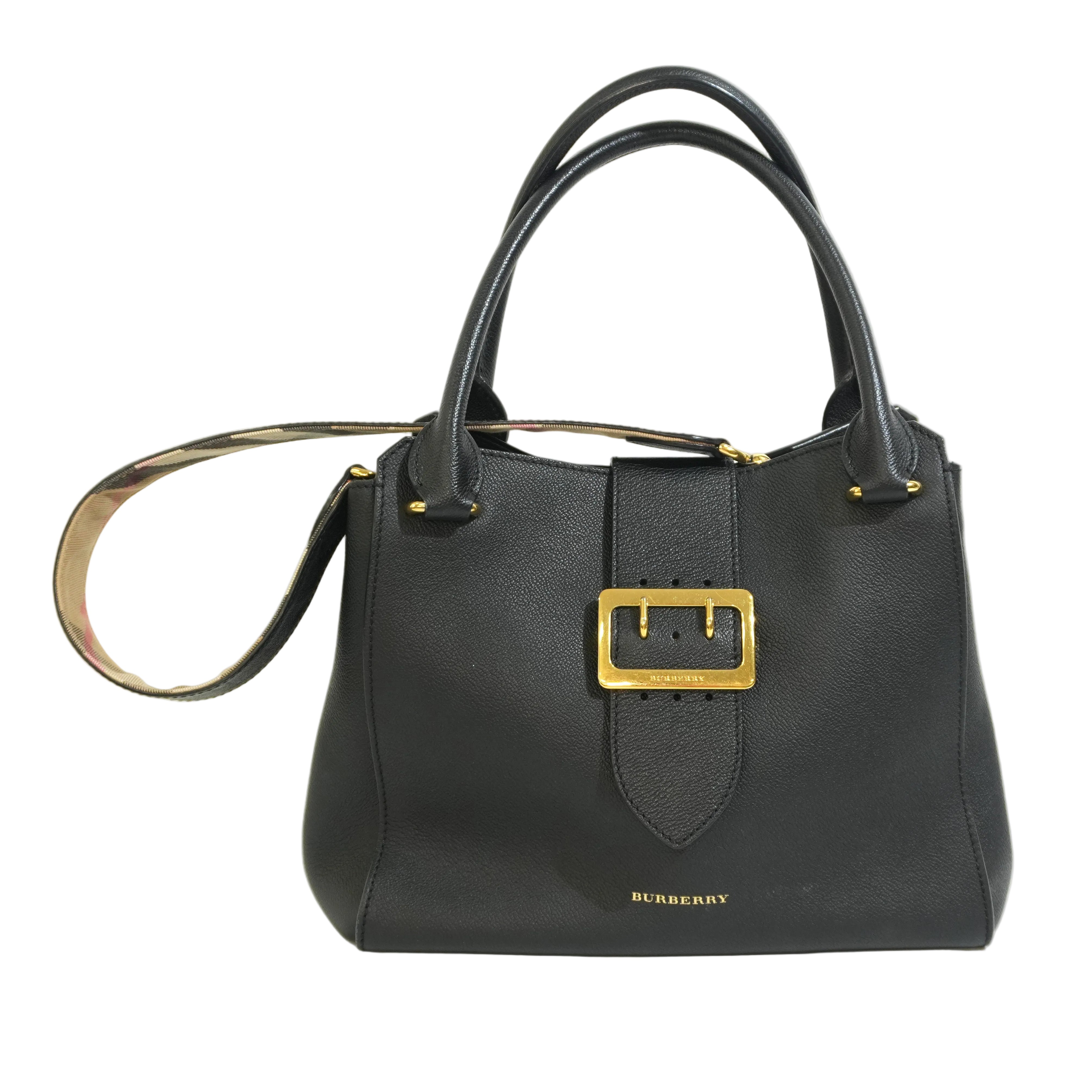Pre-owned Burberry Calfskin Leather Two Way Shoulder Bag Black