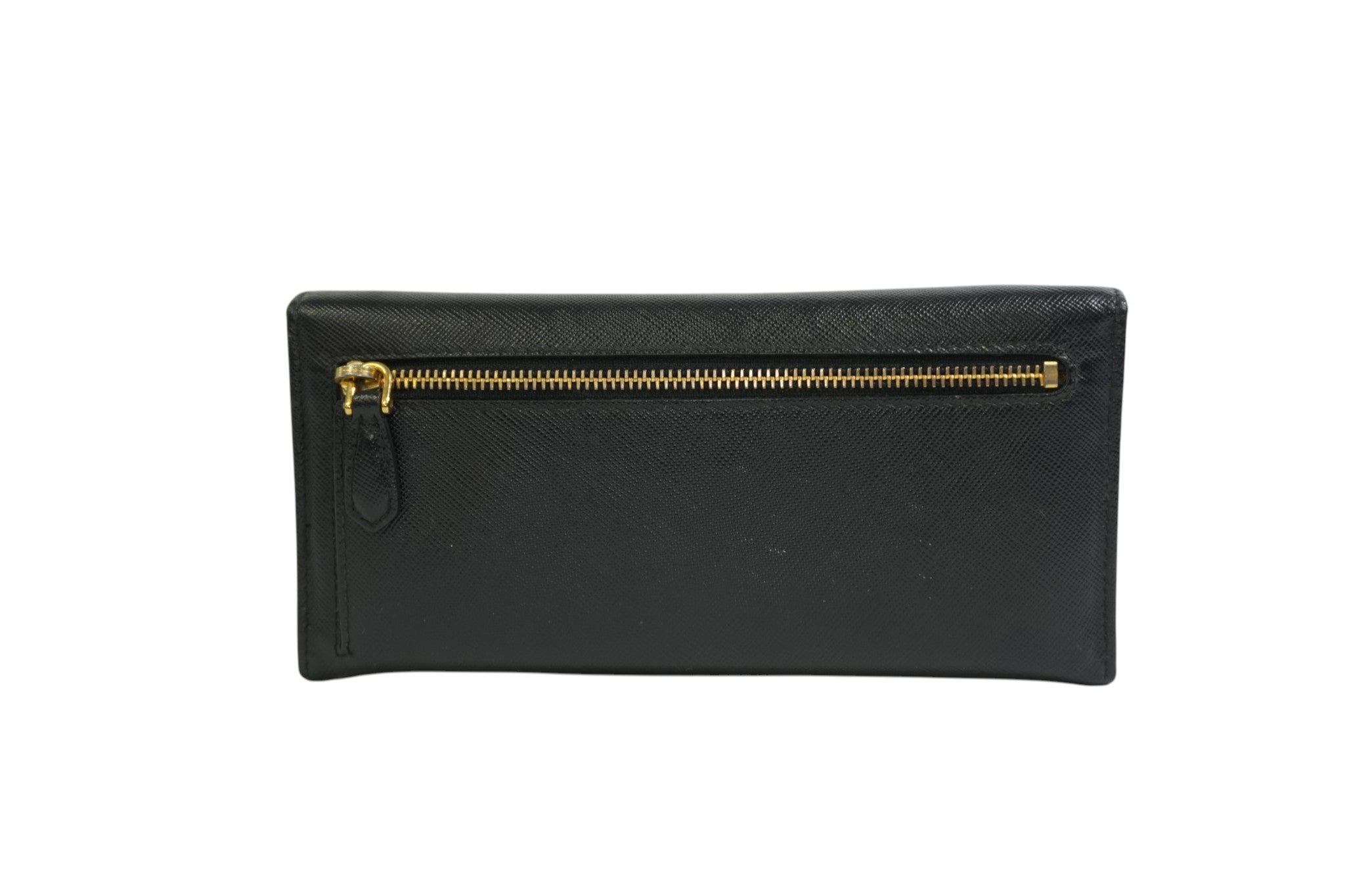Pre-owned Prada Saffiano Long Wallet Black