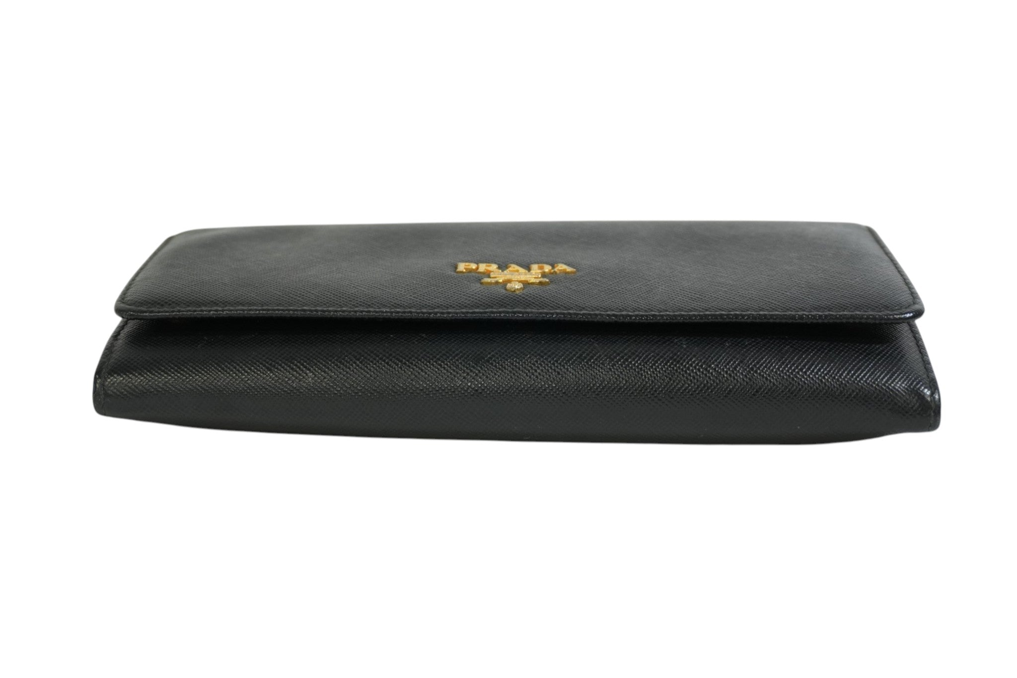Pre-owned Prada Saffiano Long Wallet Black
