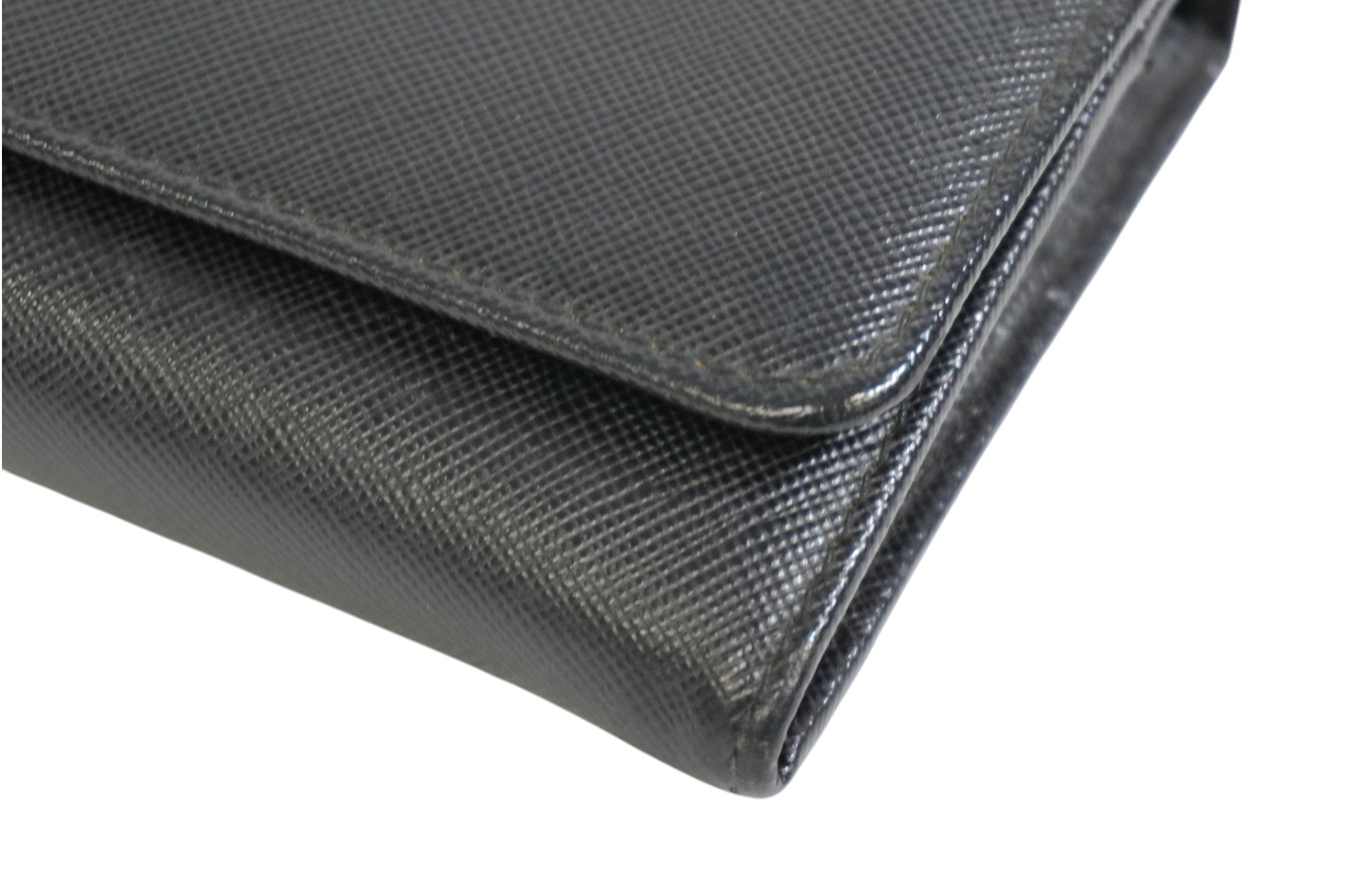 Pre-owned Prada Saffiano Long Wallet Black