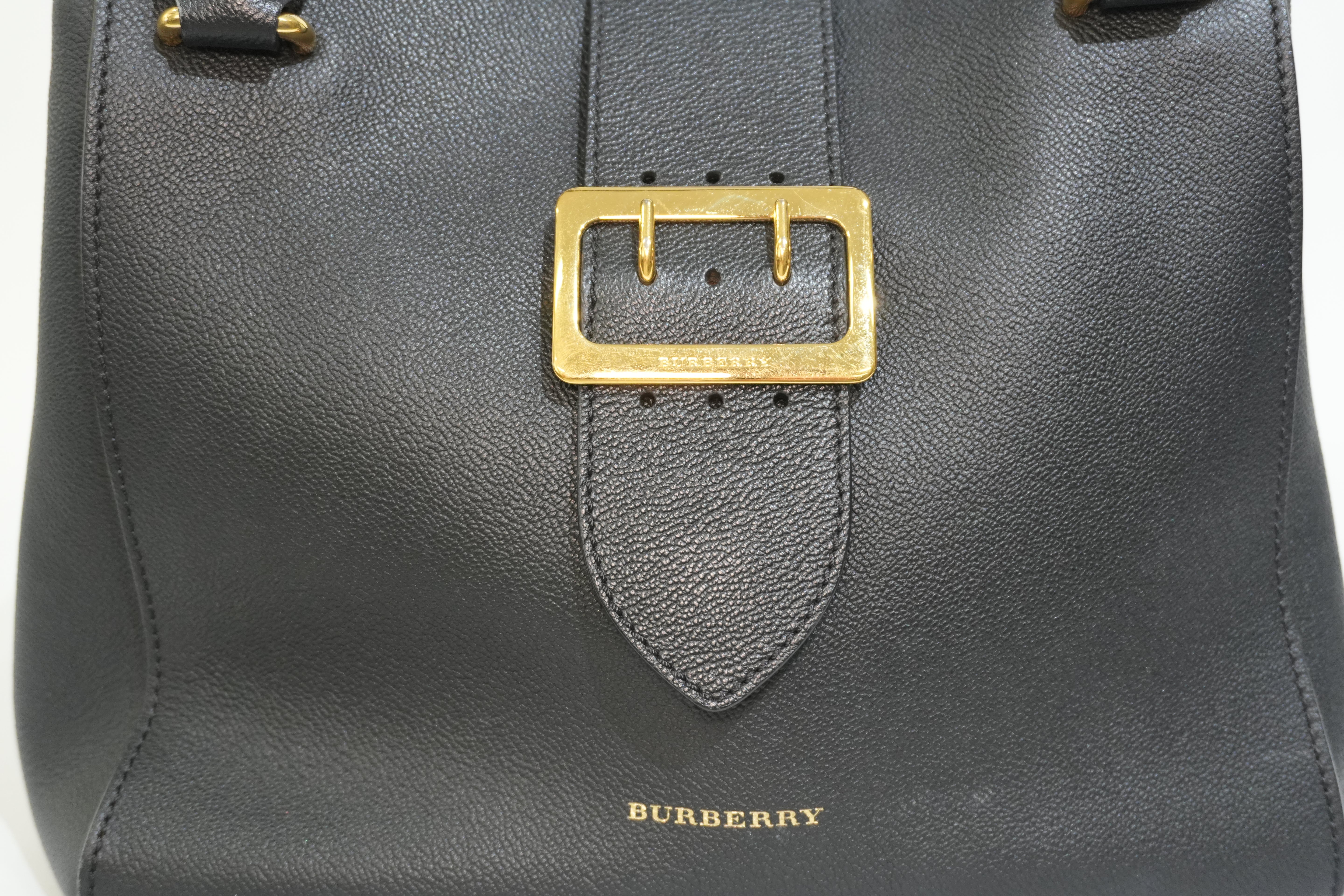 Pre-owned Burberry Calfskin Leather Two Way Shoulder Bag Black