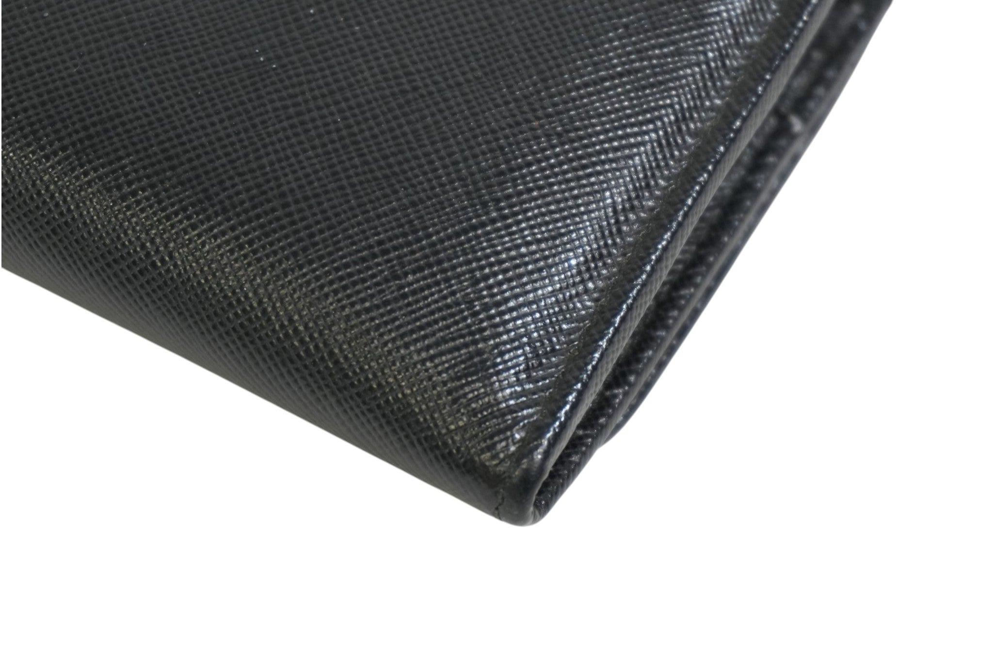 Pre-owned Prada Saffiano Long Wallet Black