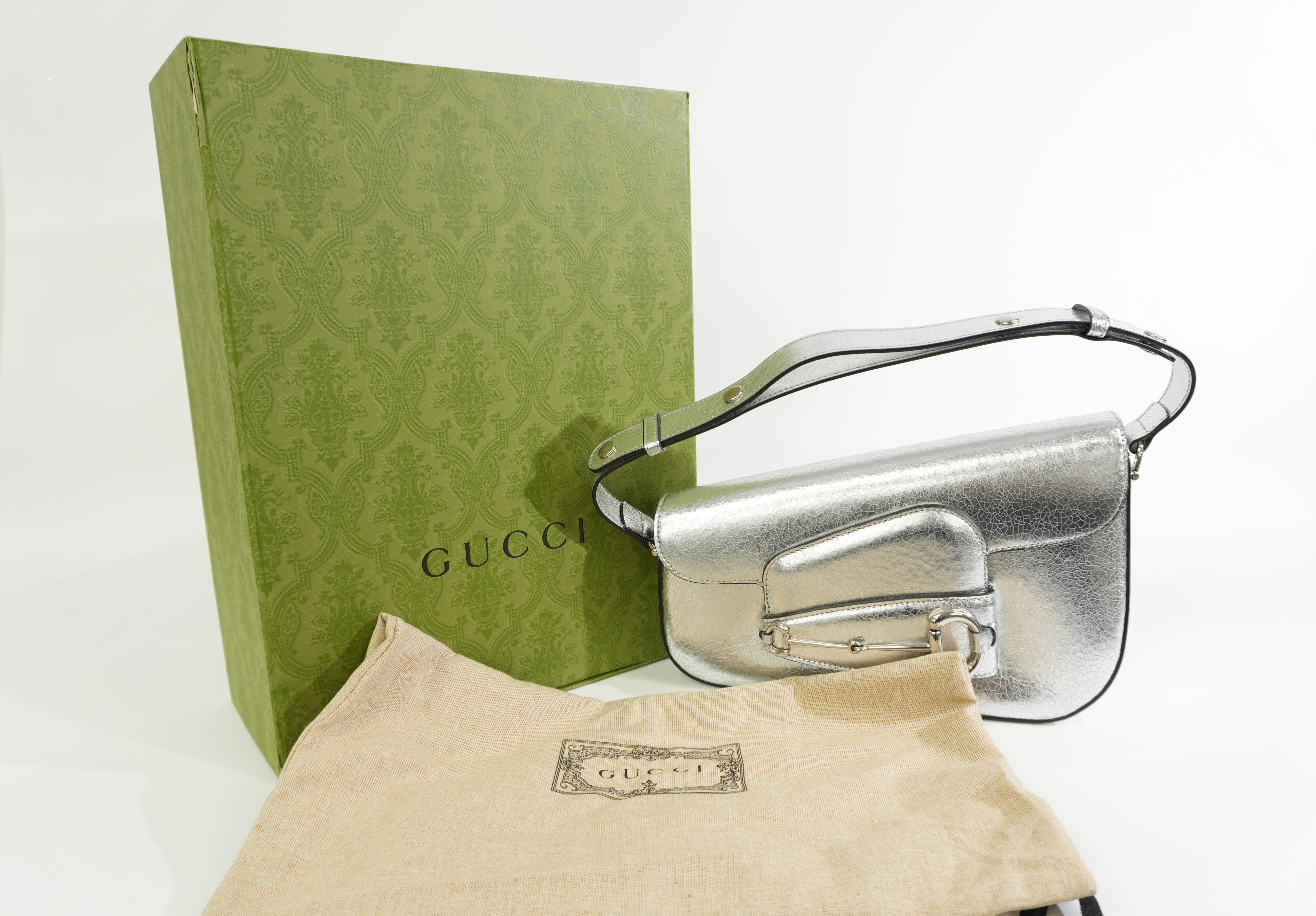 Pre-owned Gucci Metallic Shoulder Bag Silver