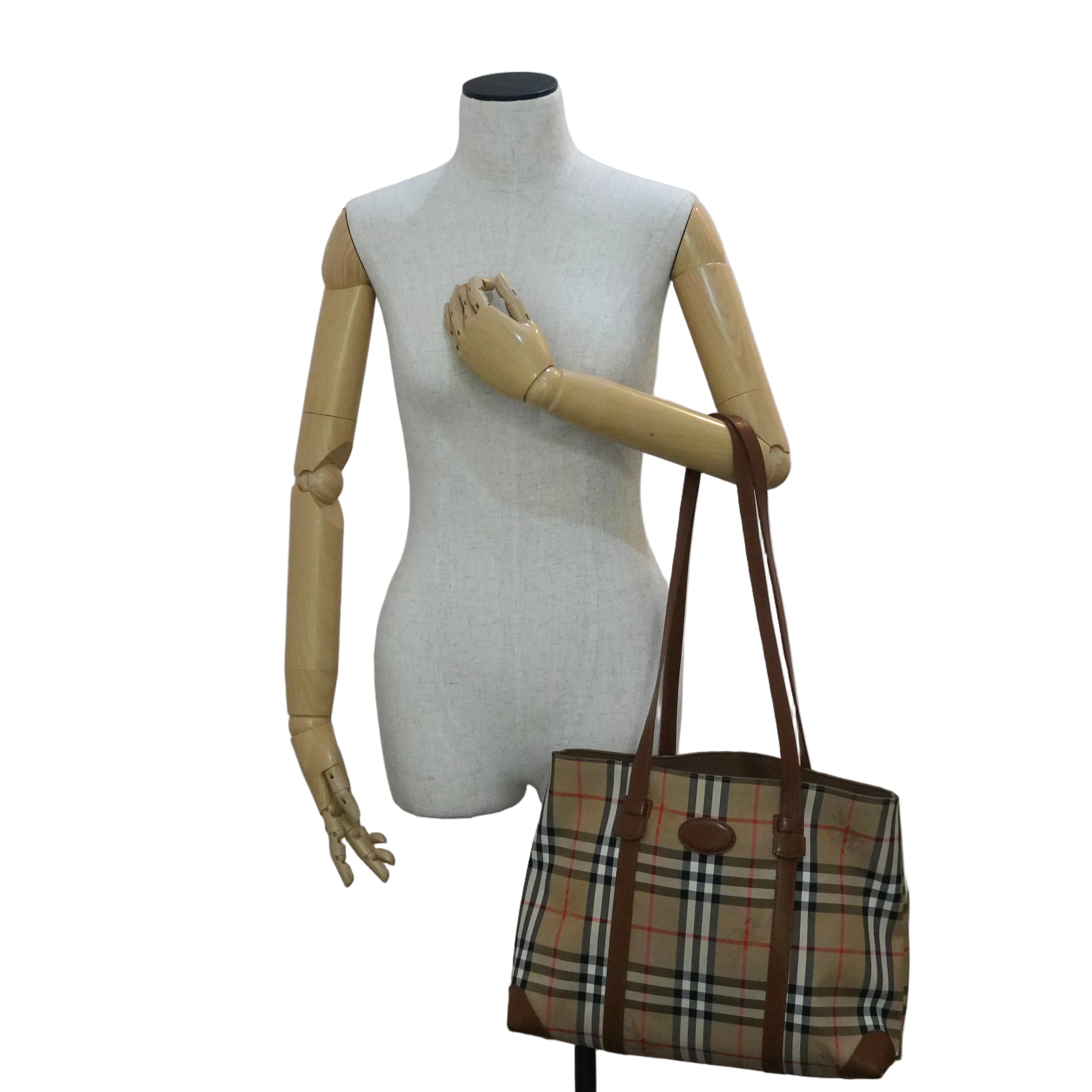Pre-owned Burberry Haymarket Tote Bag Beige