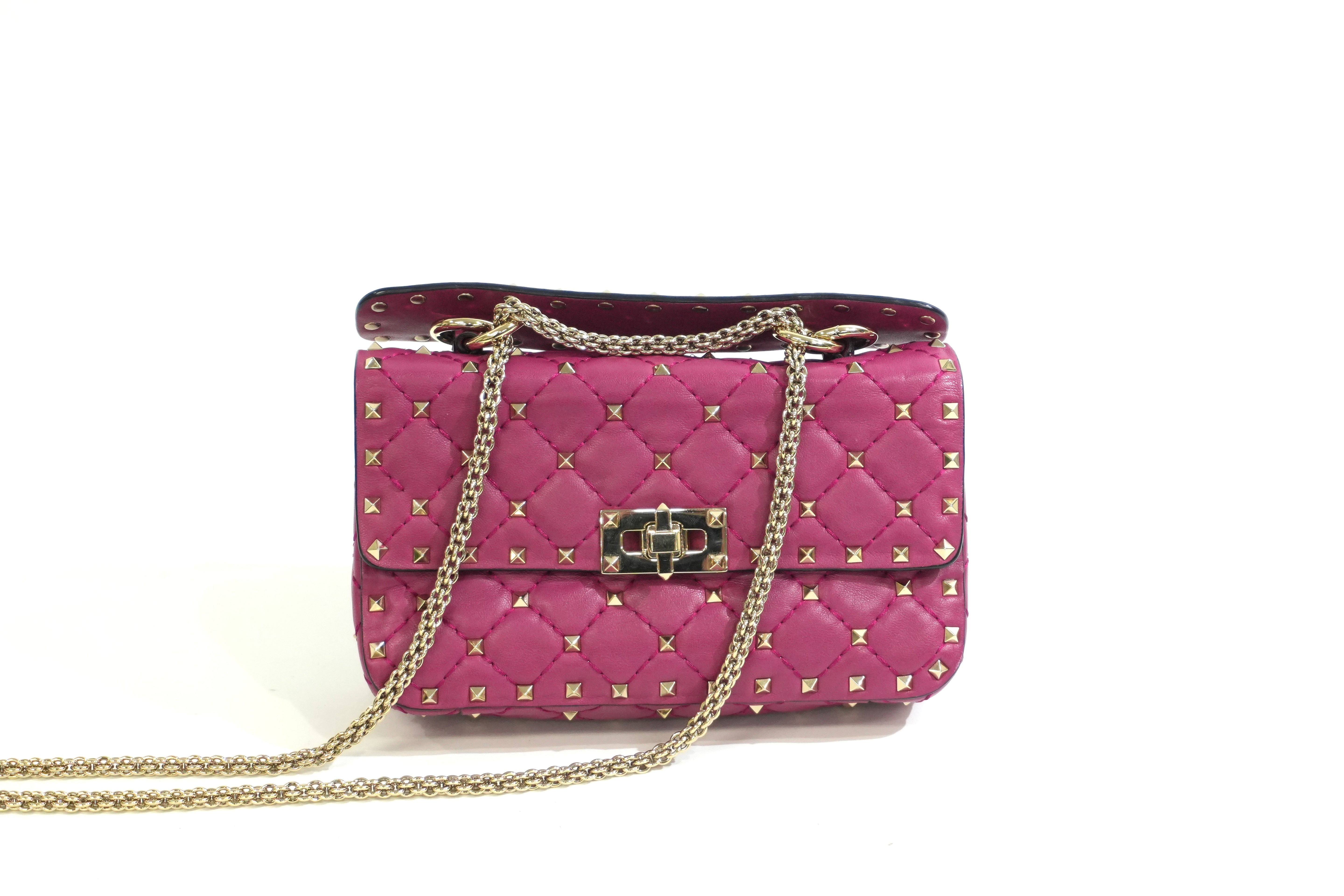 Pre-owned Valentino Calfskin Leather Studs Shoulder Bag Pink