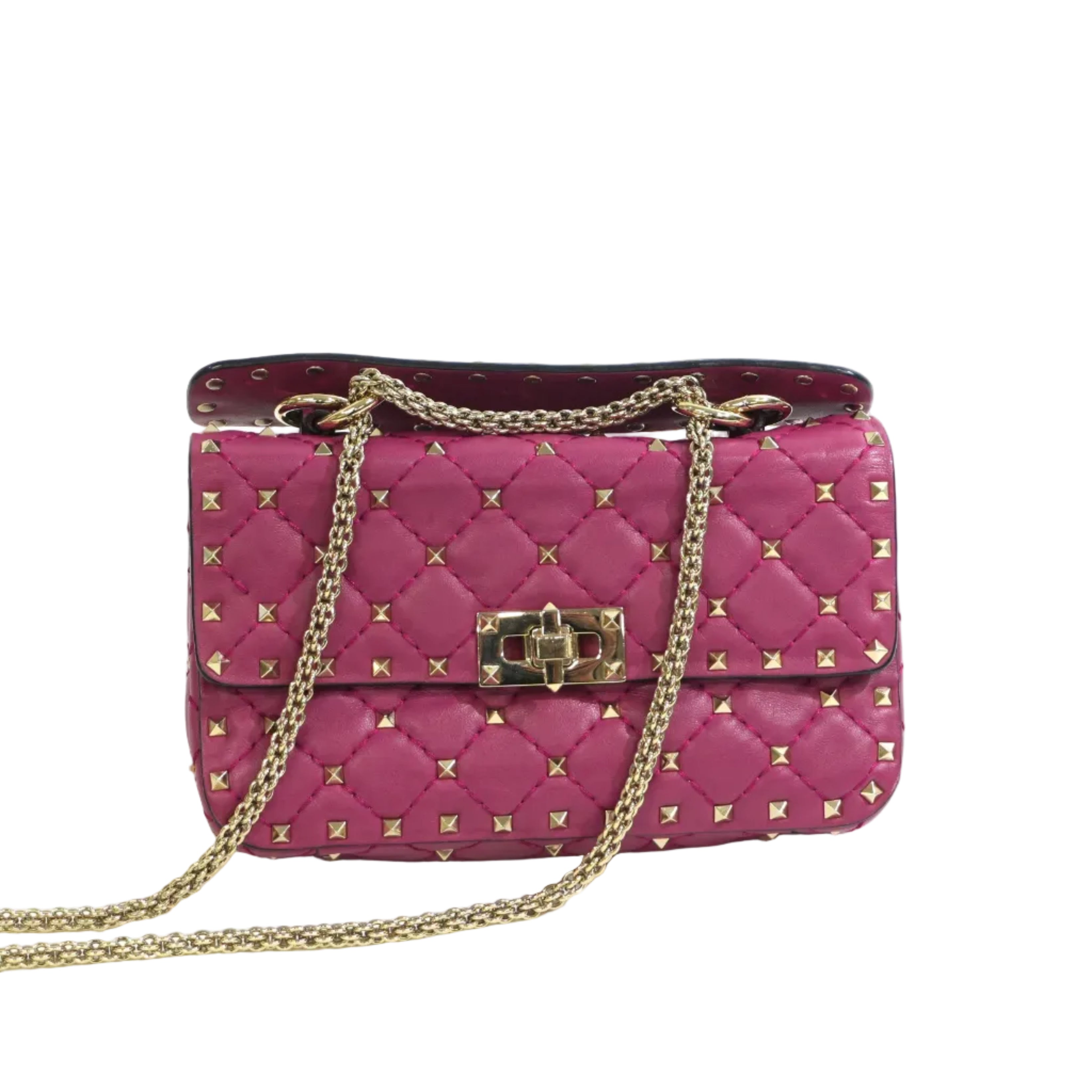 Pre-owned Valentino Calfskin Leather Studs Shoulder Bag Pink