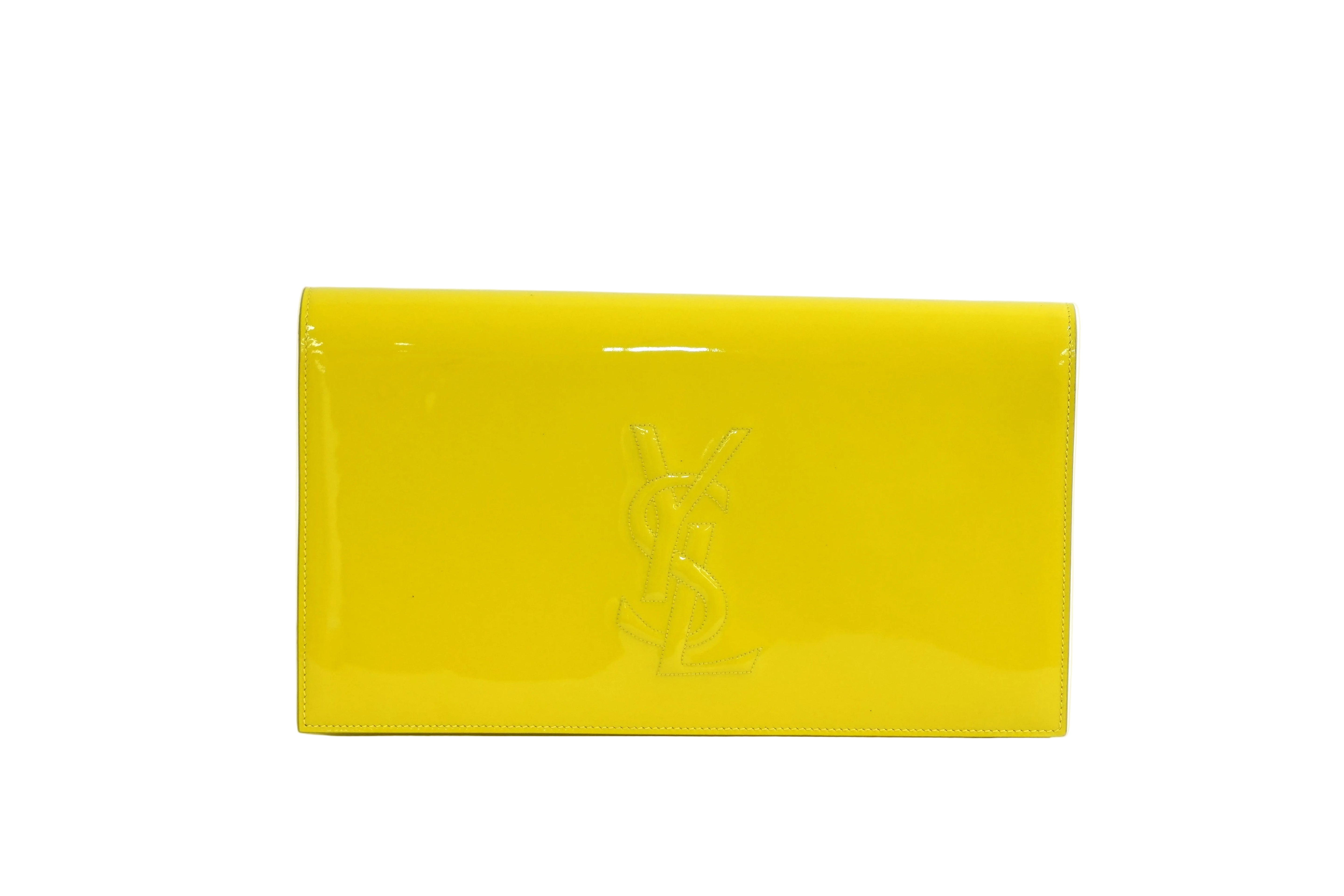 Pre-owned Yves Saint Laurent Calfskin Leather Clutch Bag Yellow