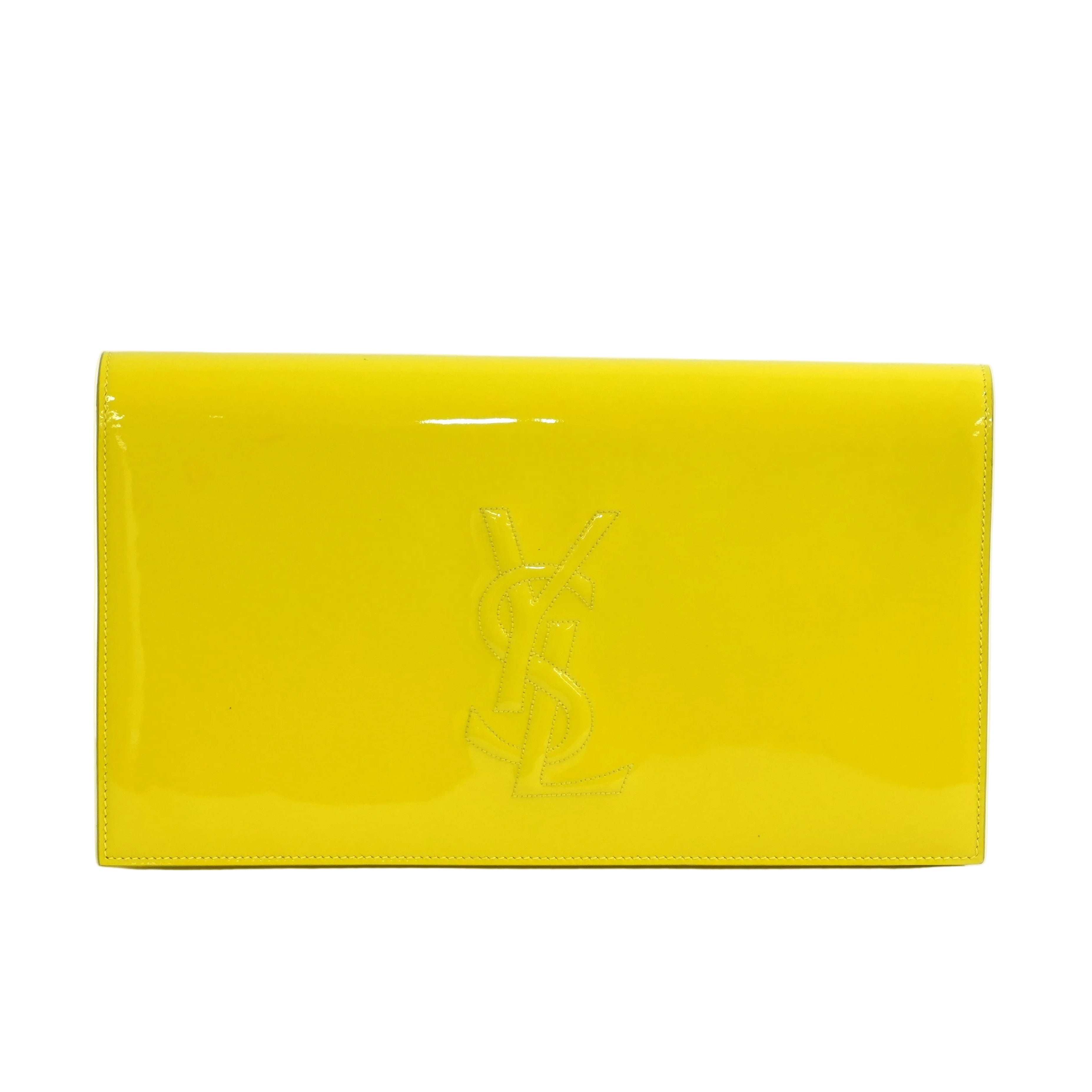 Pre-owned Yves Saint Laurent Calfskin Leather Clutch Bag Yellow