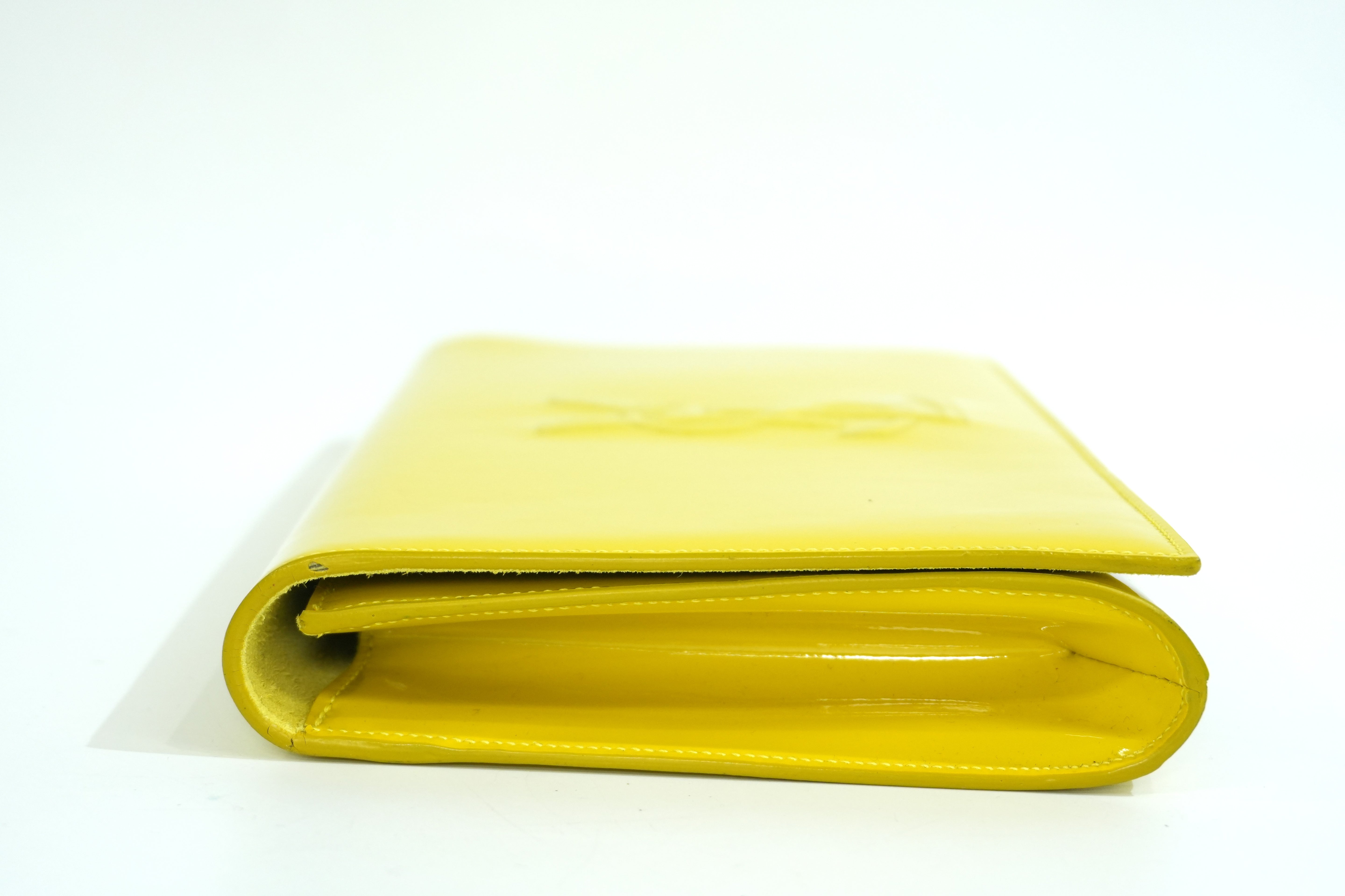 Pre-owned Saint Laurent Calfskin Leather Clutch Bag Yellow