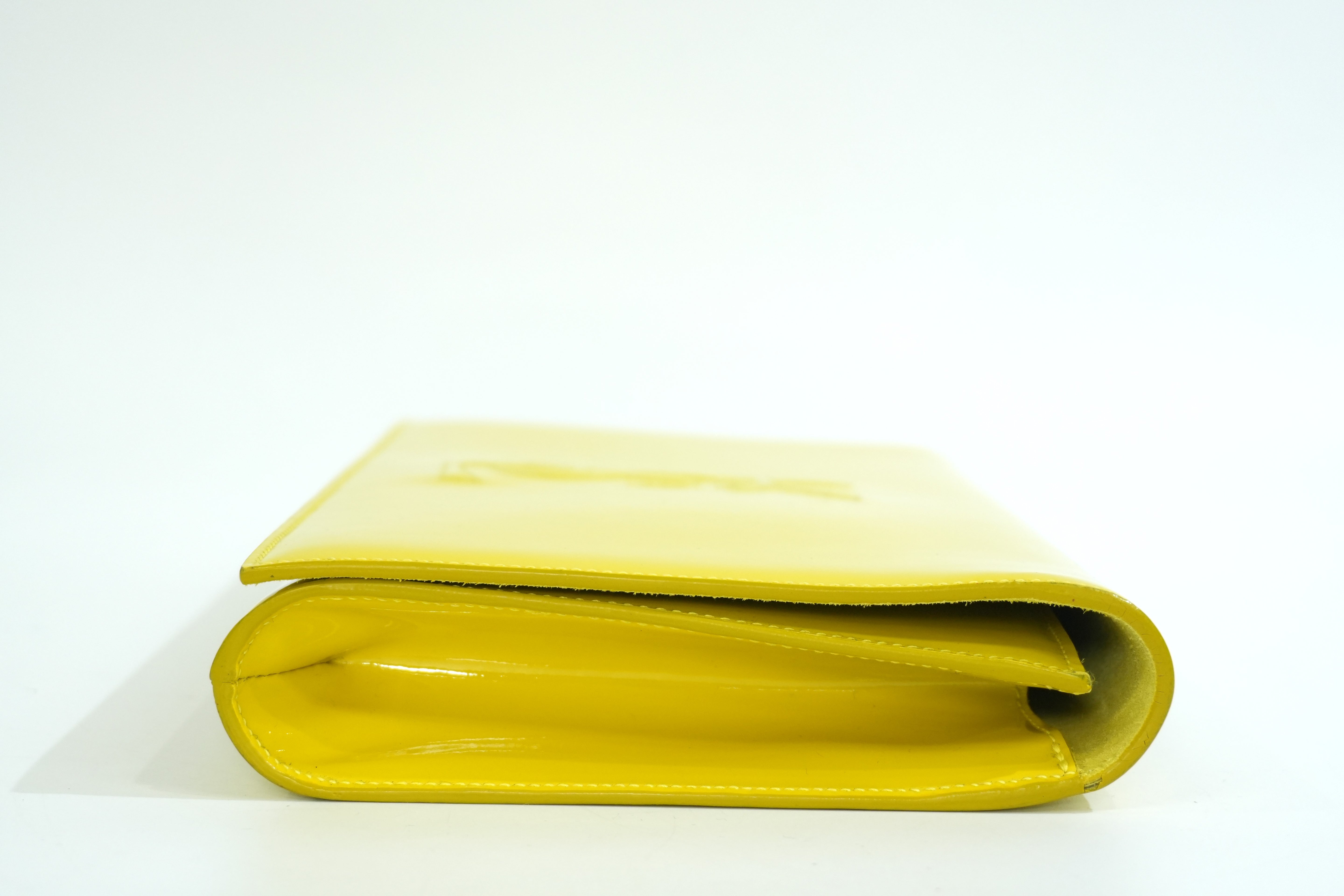 Pre-owned Saint Laurent Calfskin Leather Clutch Bag Yellow