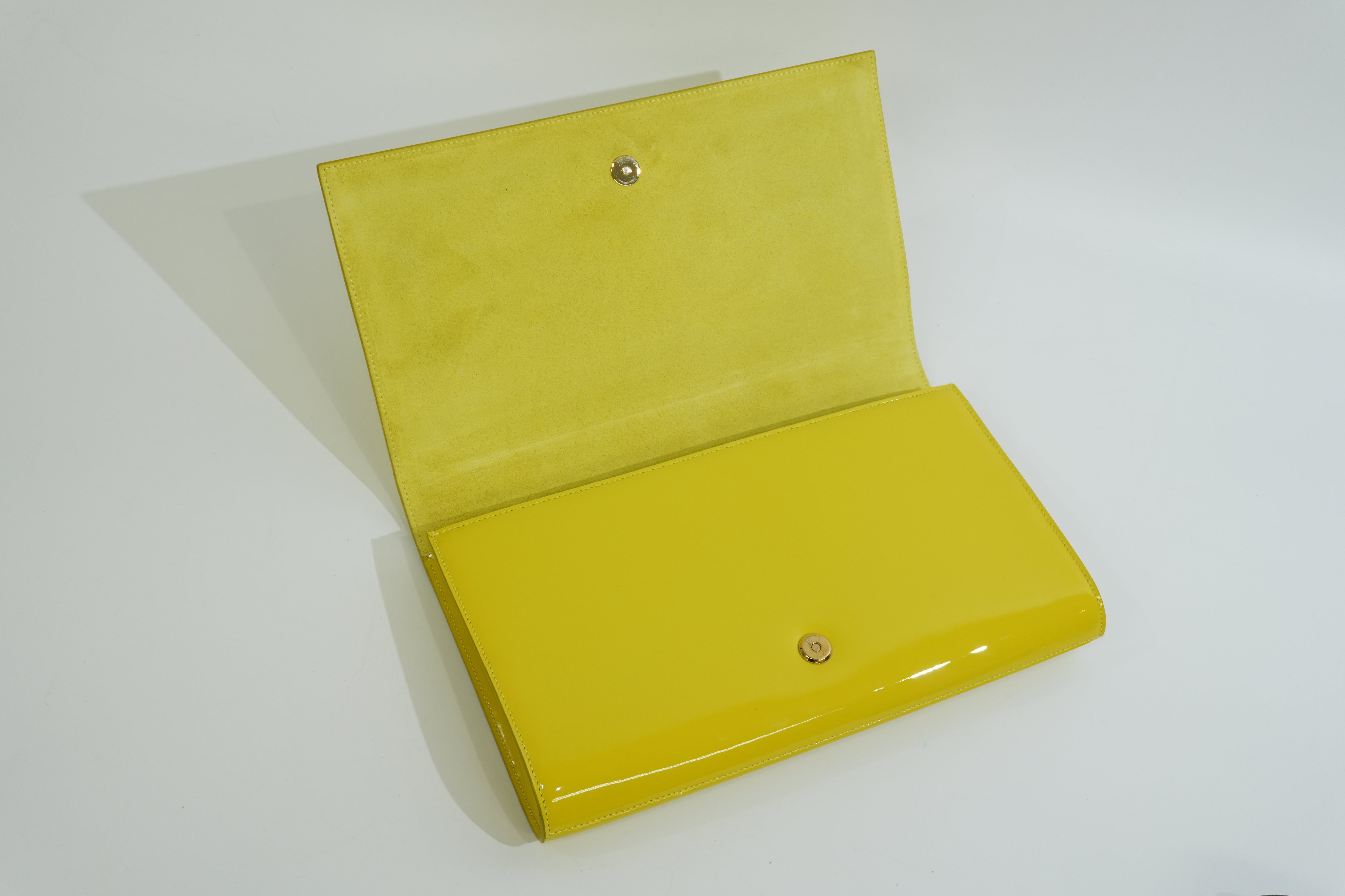 Pre-owned Saint Laurent Calfskin Leather Clutch Bag Yellow