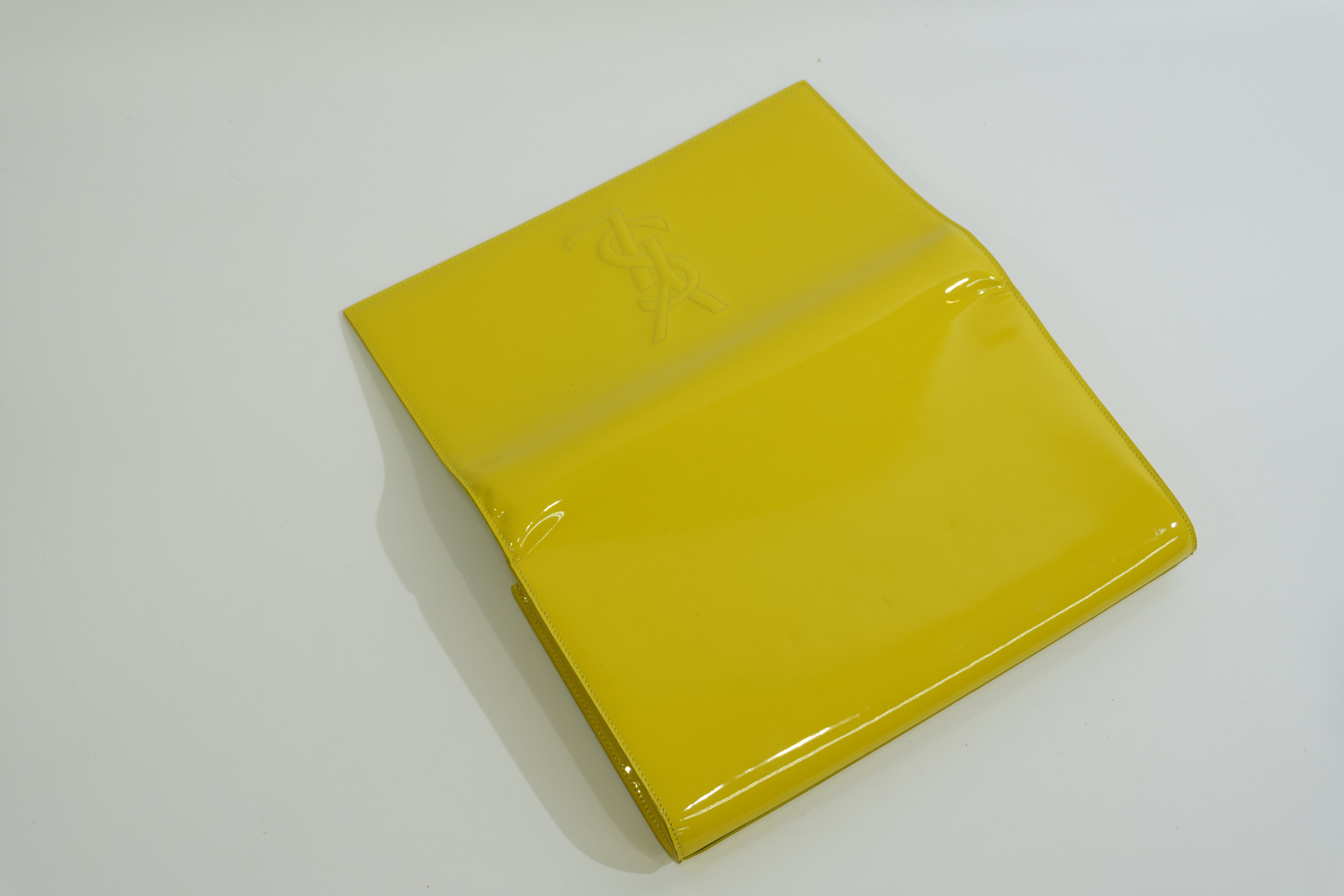 Pre-owned Saint Laurent Calfskin Leather Clutch Bag Yellow