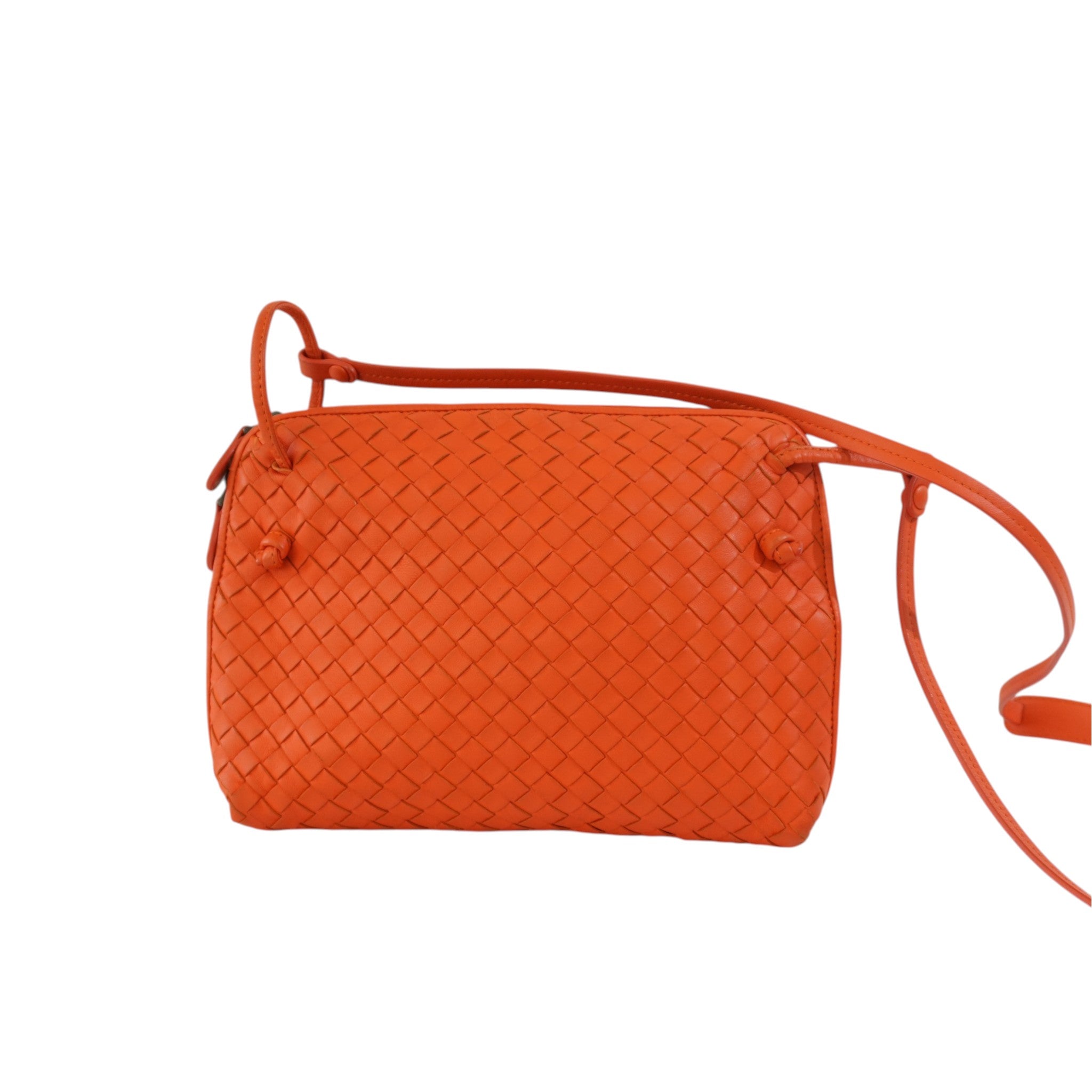 Pre-owned Bottega Intercciato Crossbody Bag Orange