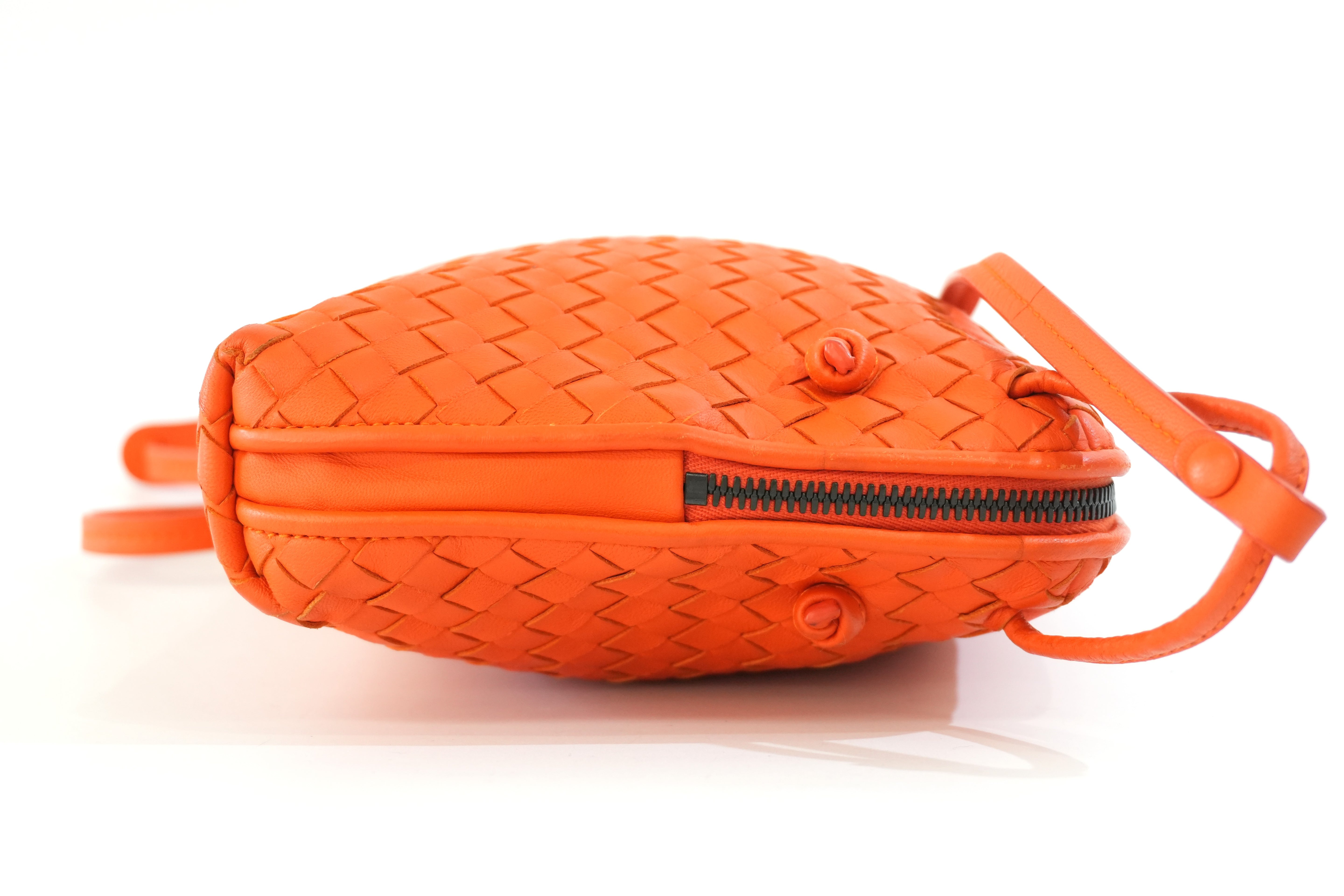 Pre-owned Bottega Intercciato Crossbody Bag Orange