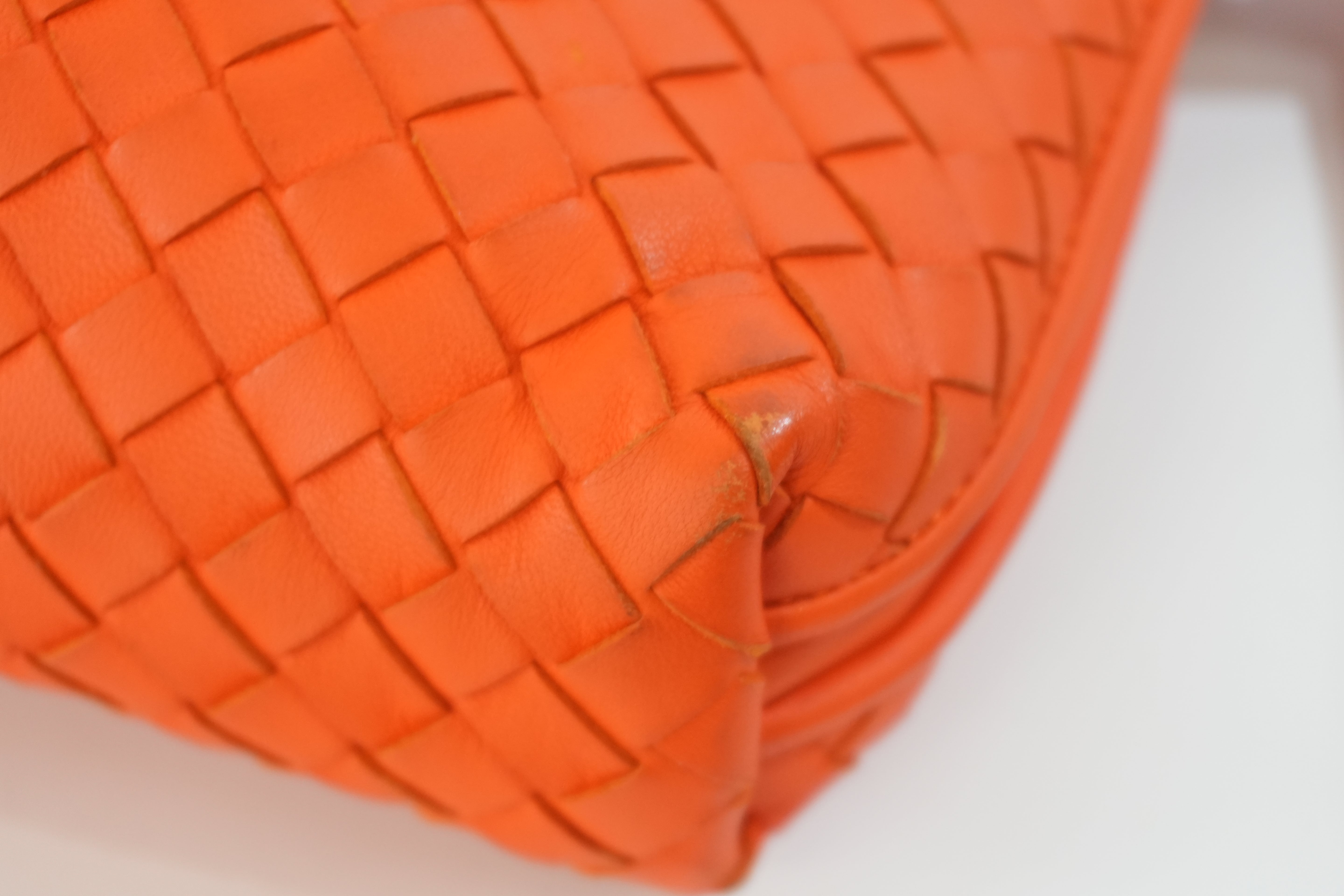 Pre-owned Bottega Intercciato Crossbody Bag Orange