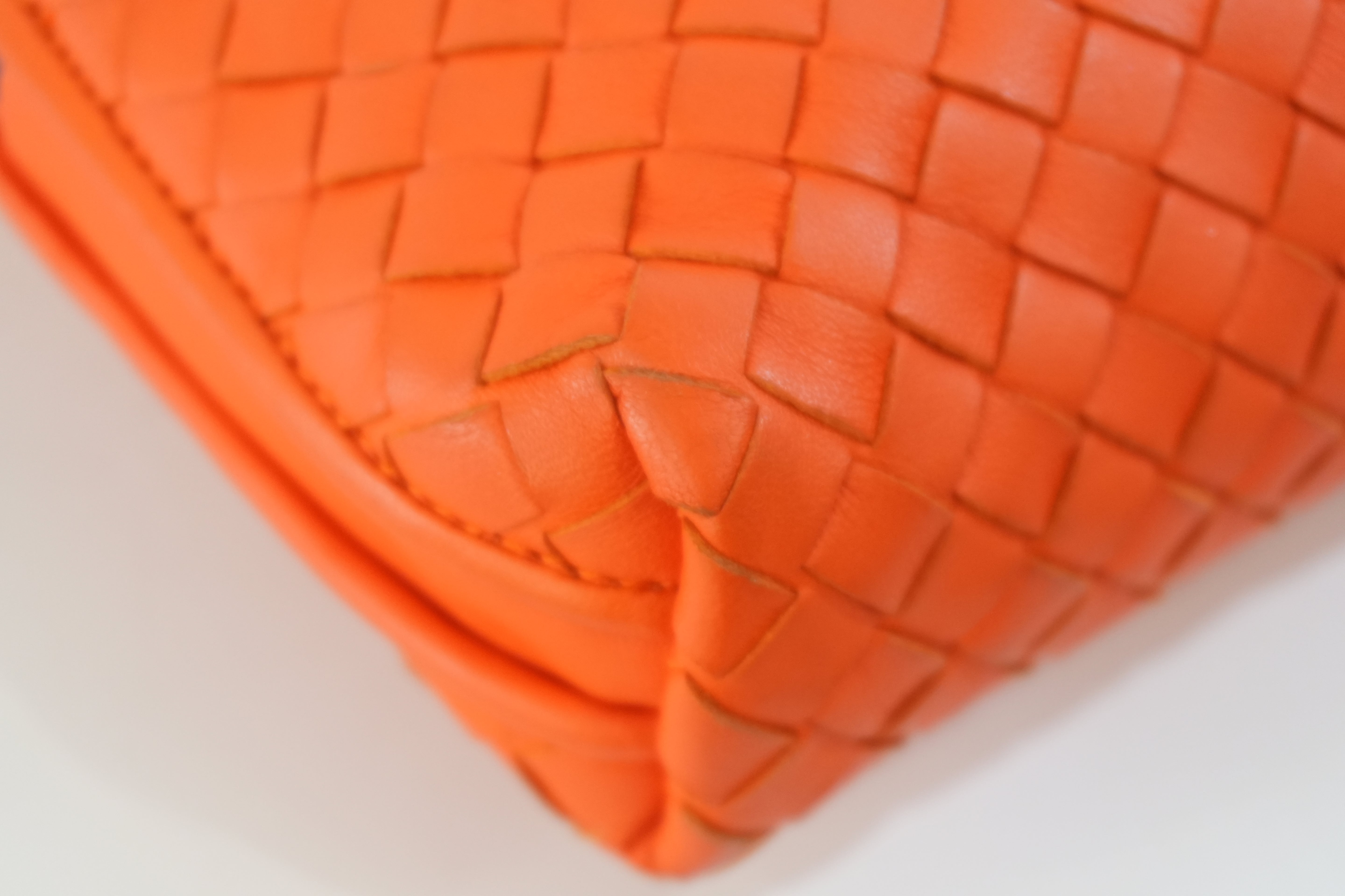 Pre-owned Bottega Intercciato Crossbody Bag Orange