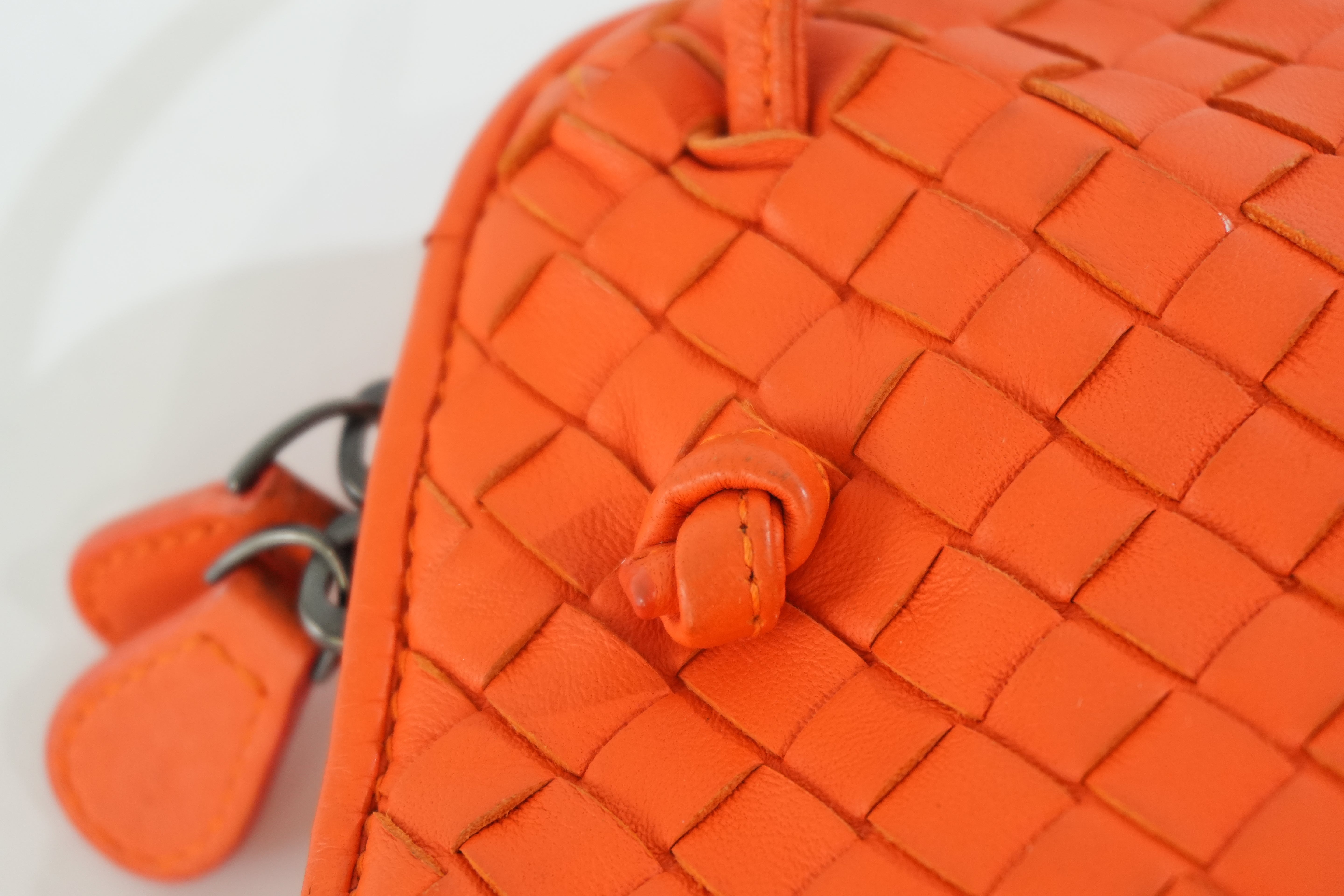 Pre-owned Bottega Intercciato Crossbody Bag Orange