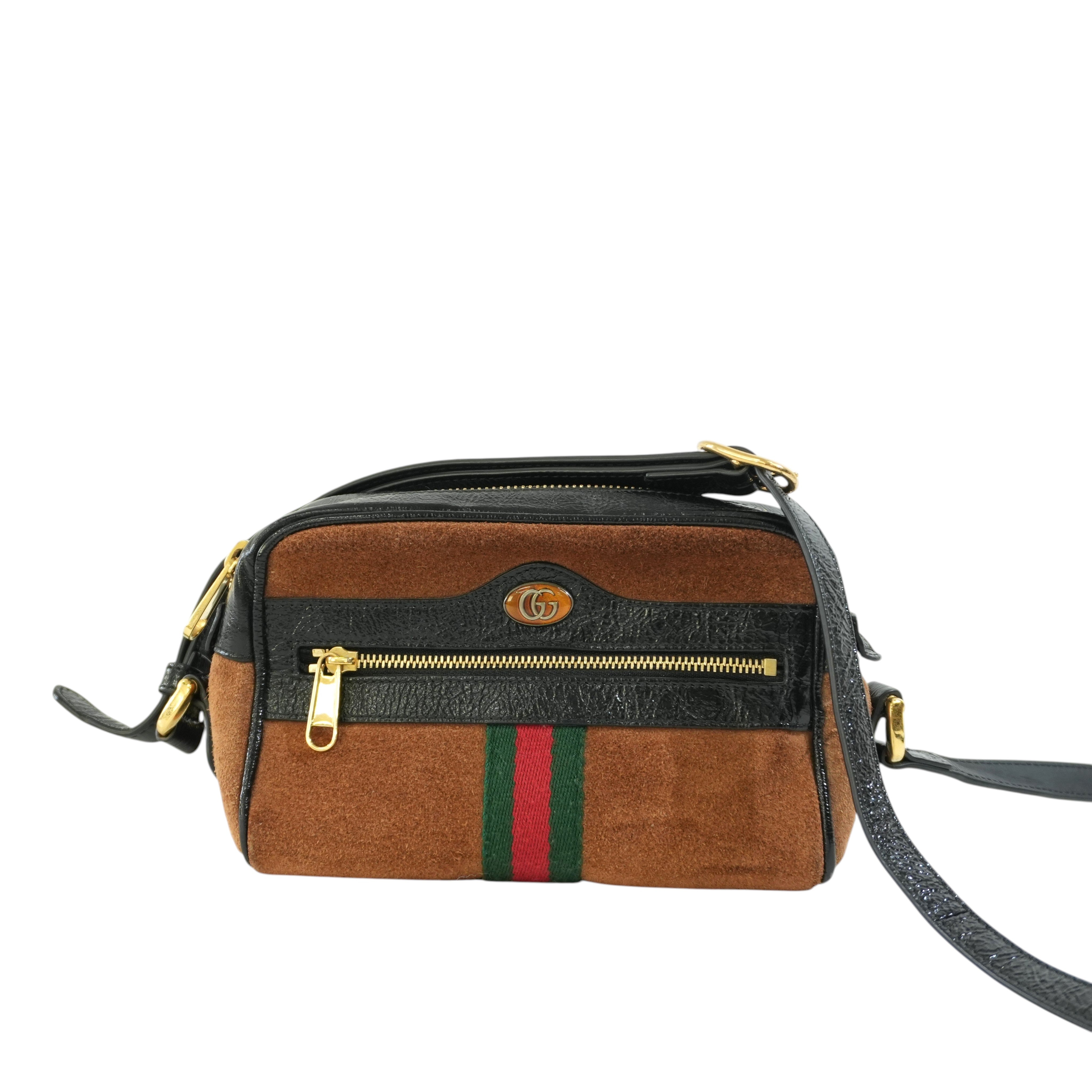 Pre-owned Gucci Suede Ophidia Crossbody Bag Brown