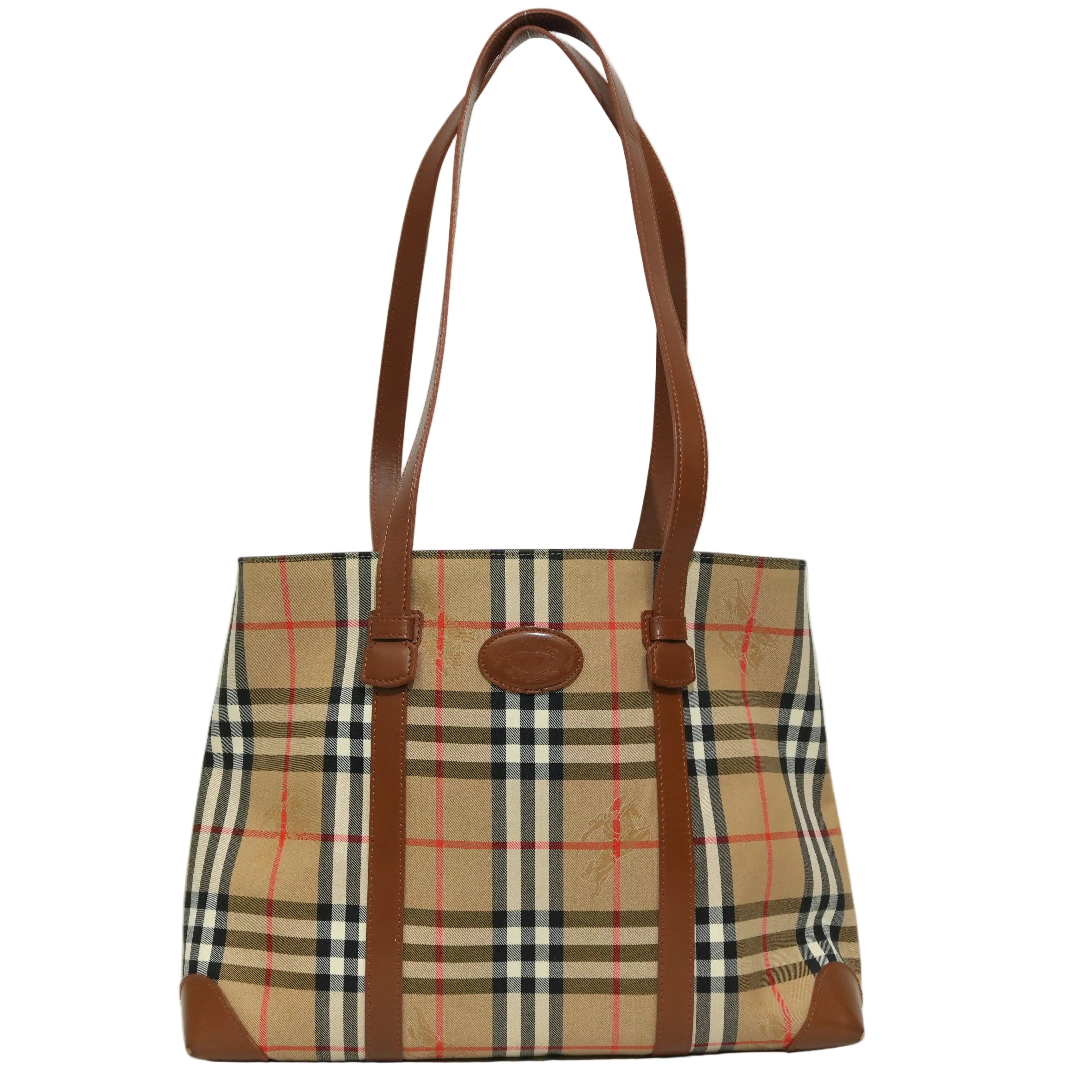 Pre-owned Burberry Haymarket Tote Bag Beige