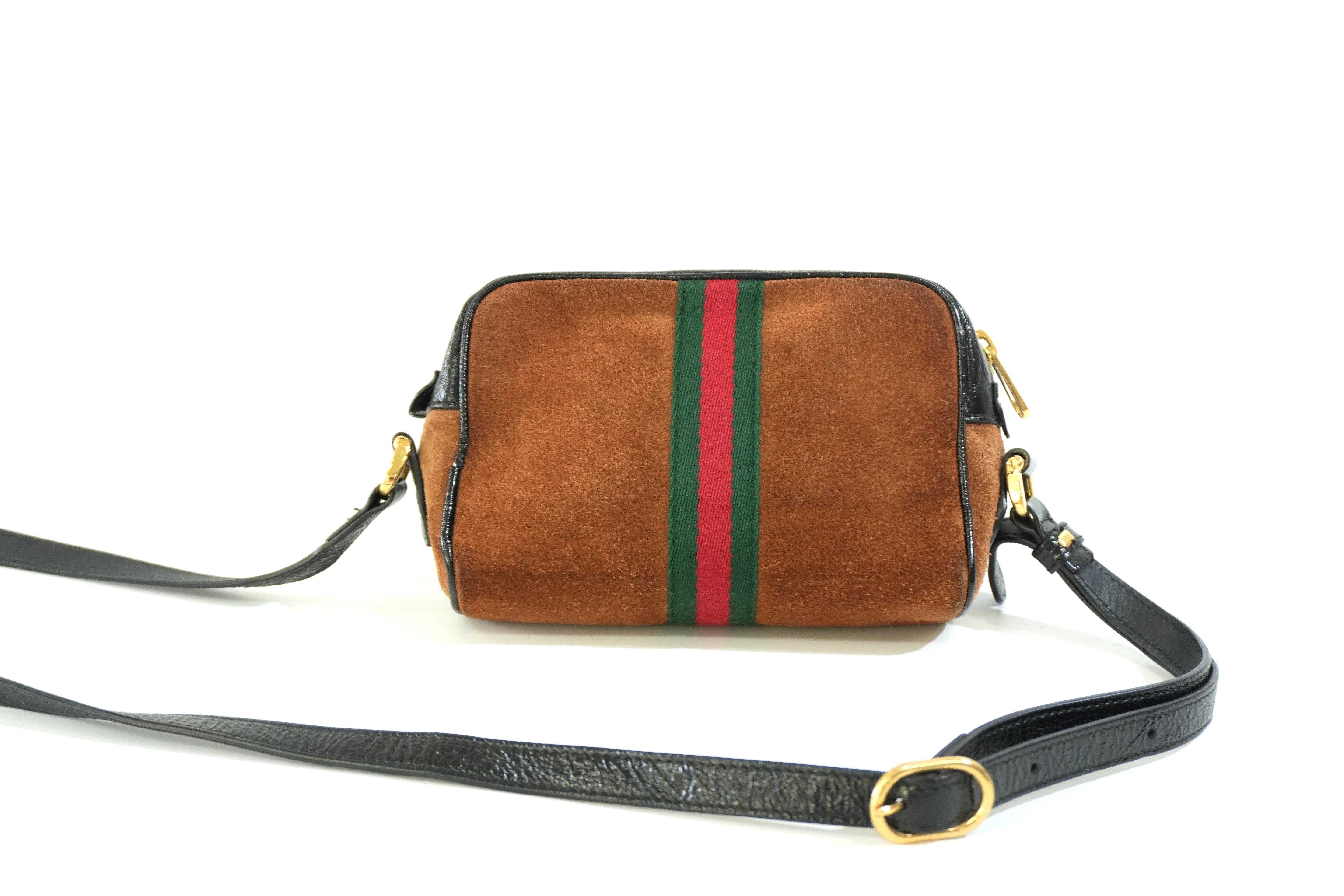 Pre-owned Gucci Suede Ophidia Crossbody Bag Brown