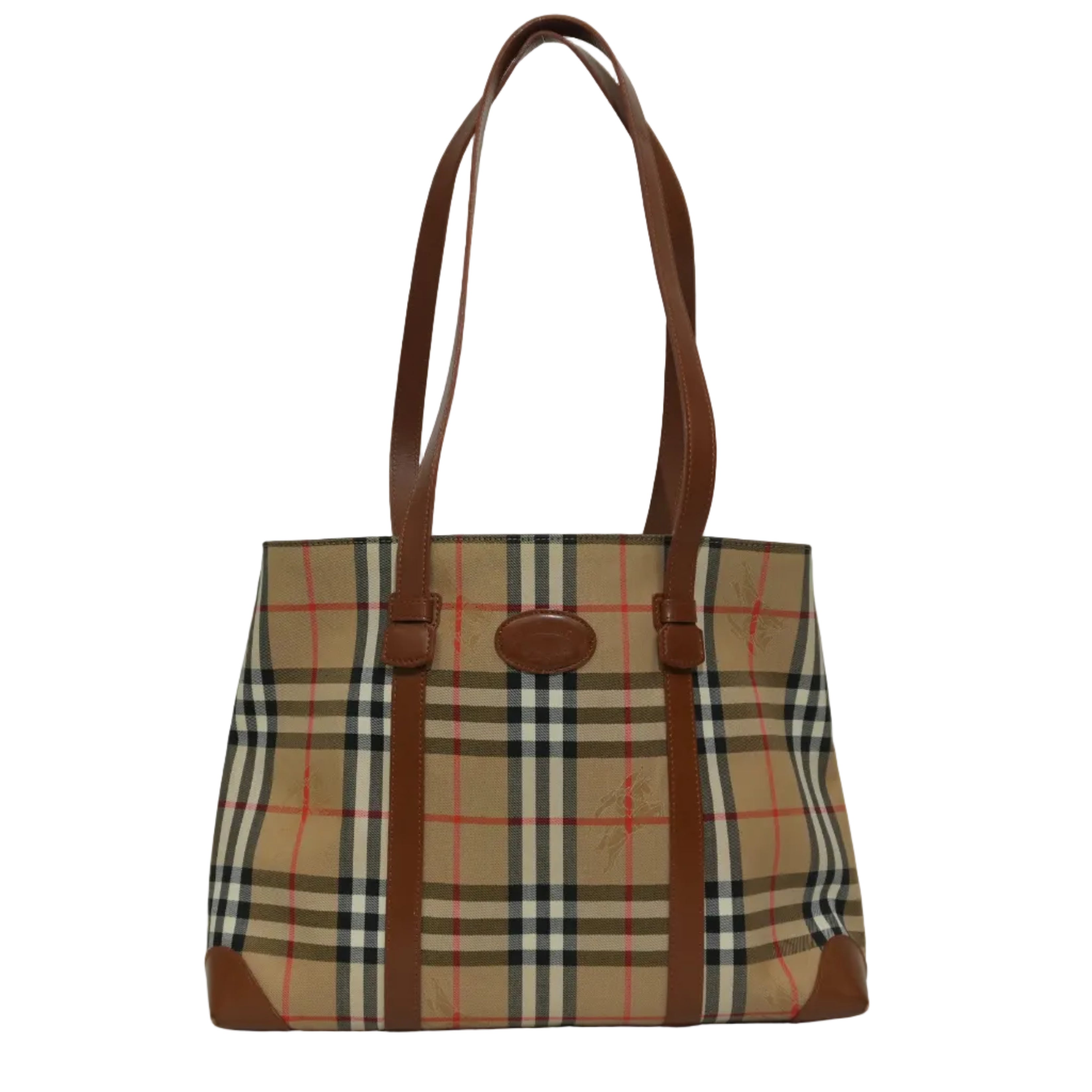 Pre-owned Burberry Haymarket Tote Bag Beige