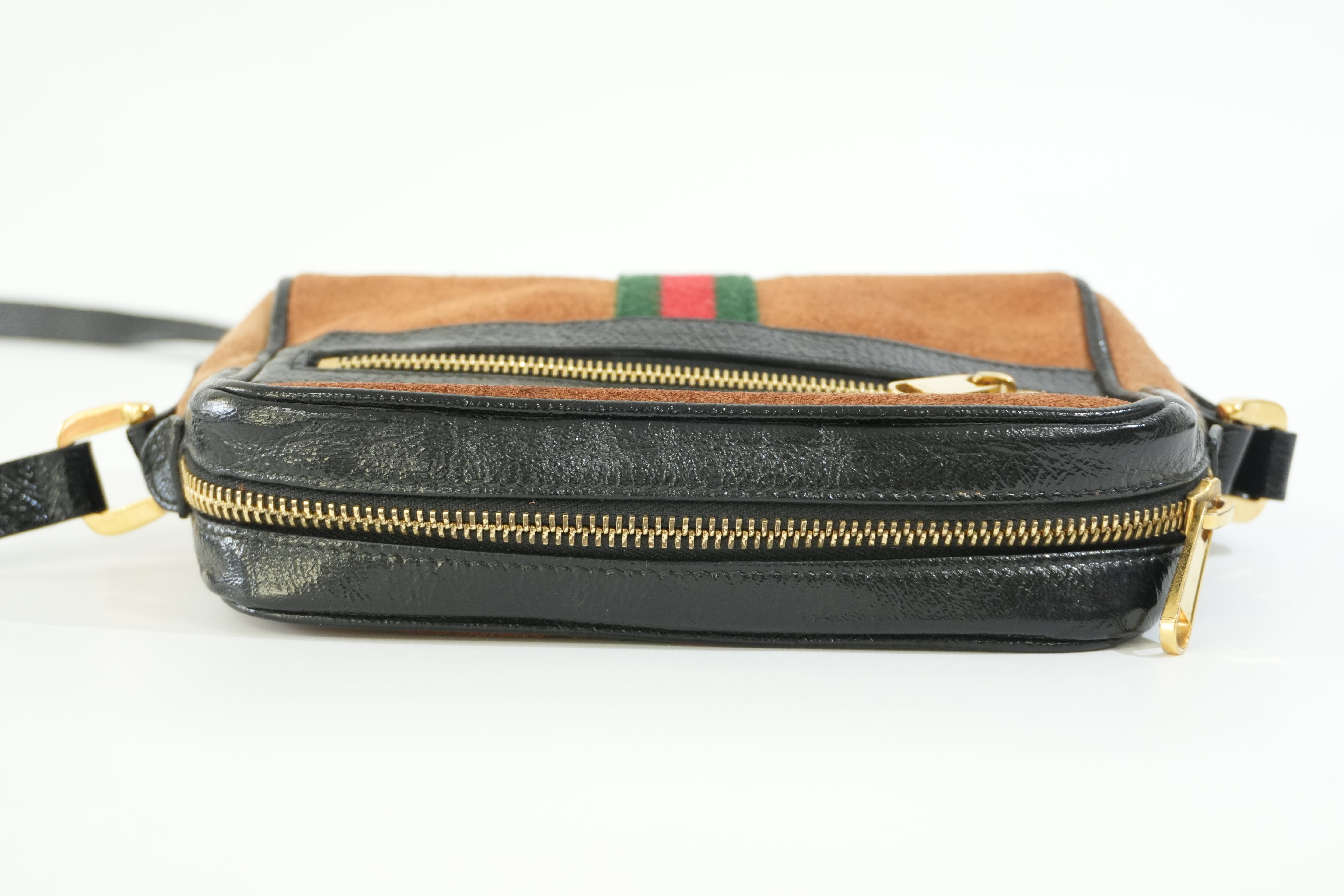 Pre-owned Gucci Suede Ophidia Crossbody Bag Brown