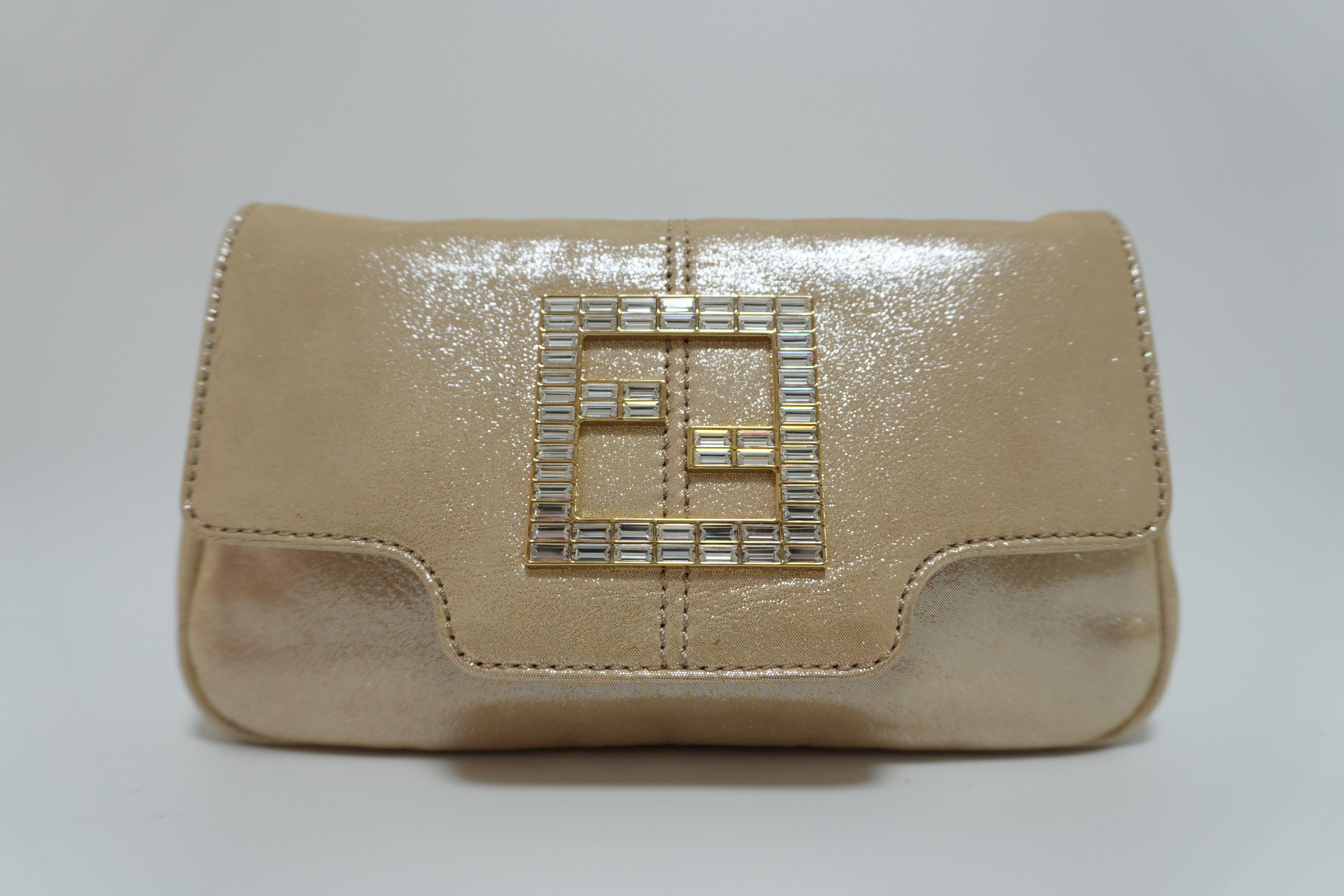 Fendi Clutch Bag Champagne Gold Used