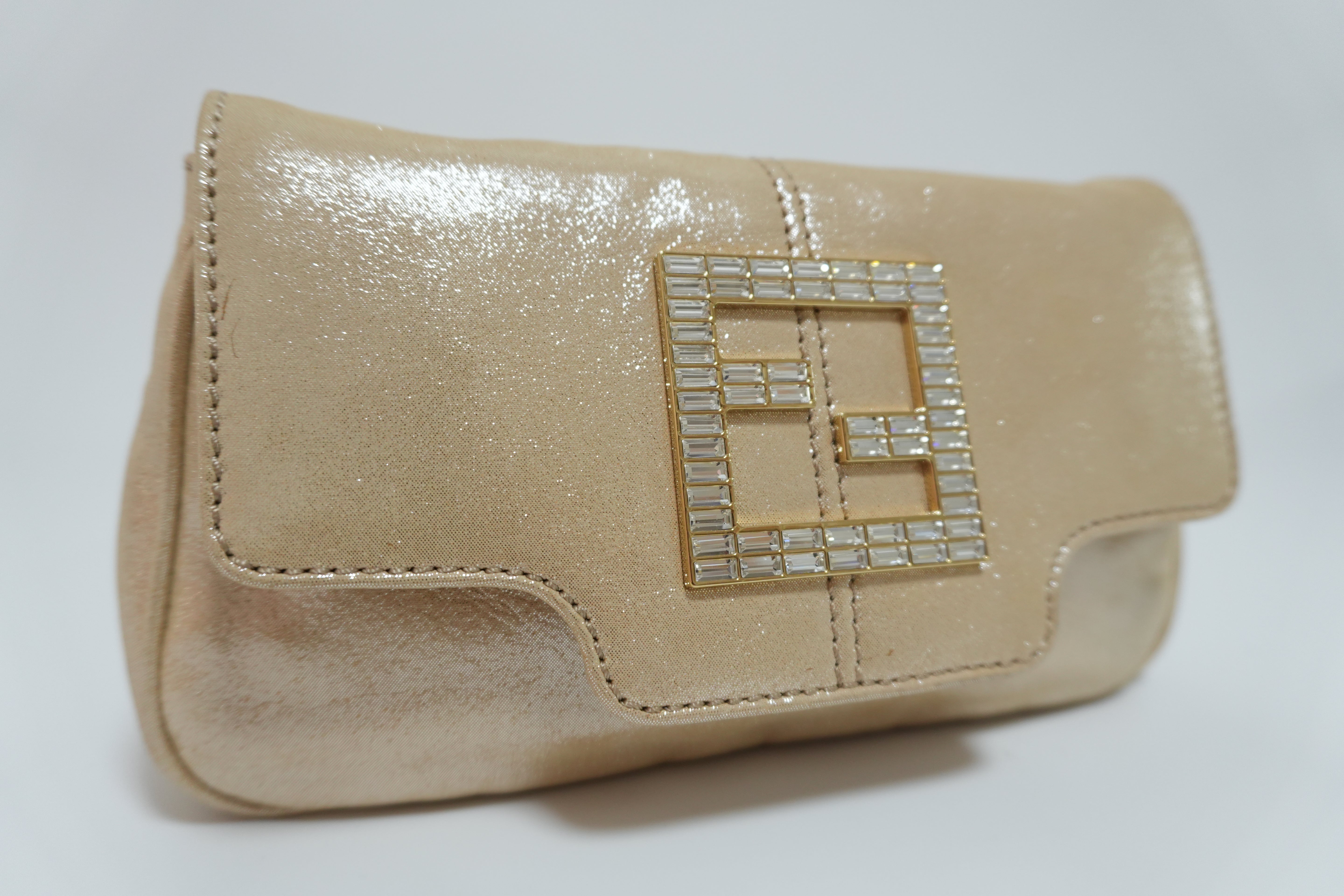 Fendi Clutch Bag Champagne Gold Used
