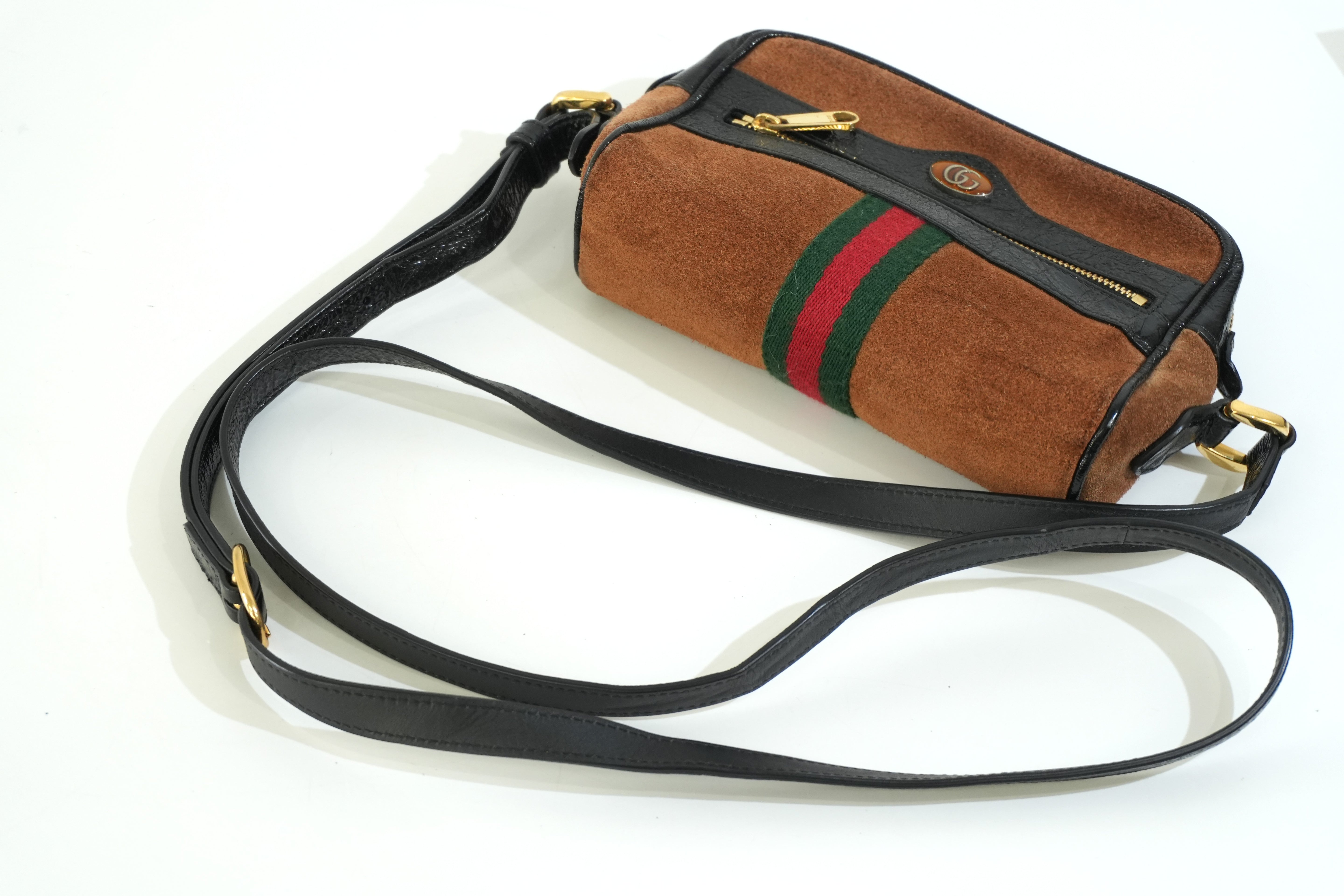 Pre-owned Gucci Suede Ophidia Crossbody Bag Brown