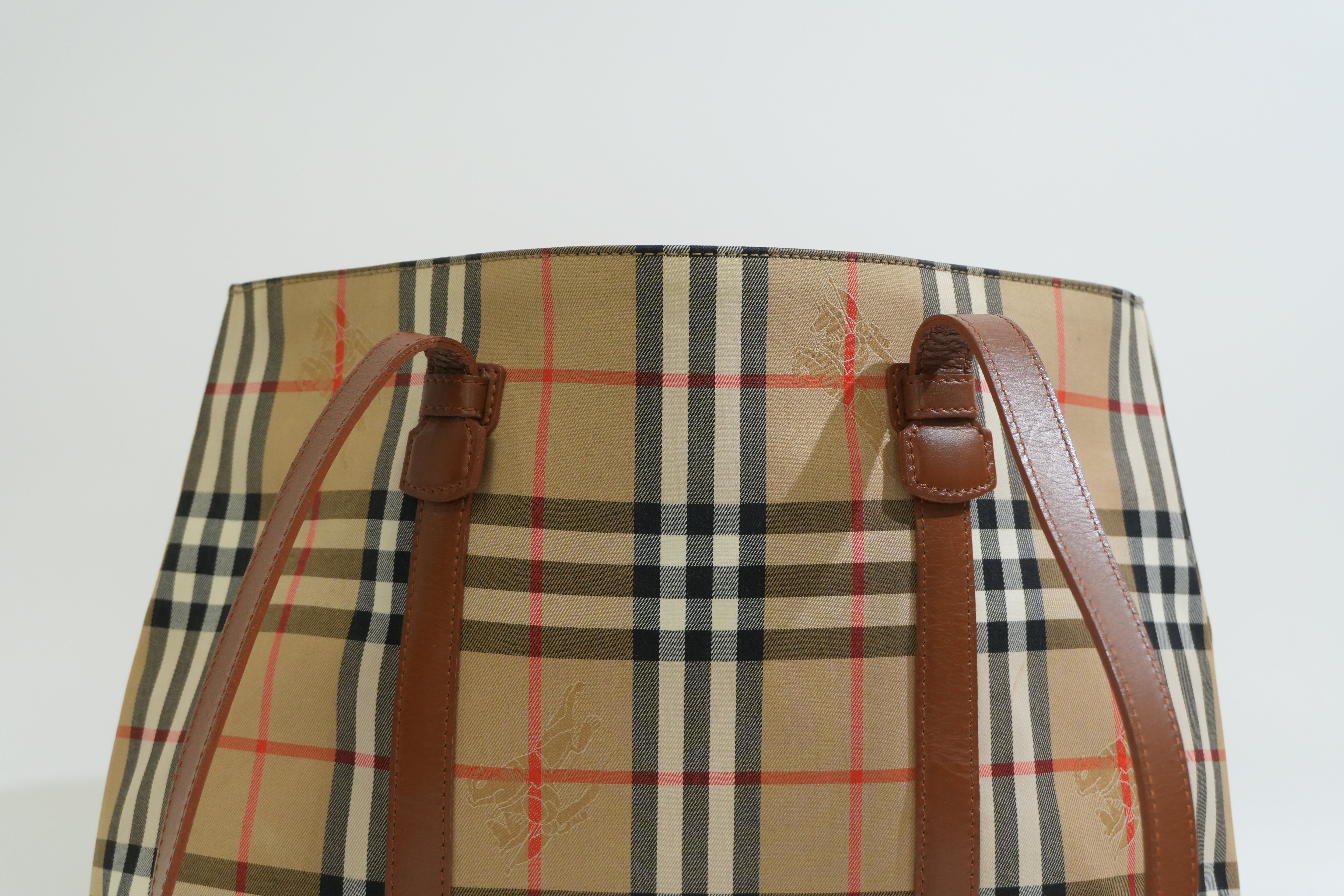 Pre-owned Burberry Haymarket Tote Bag Beige