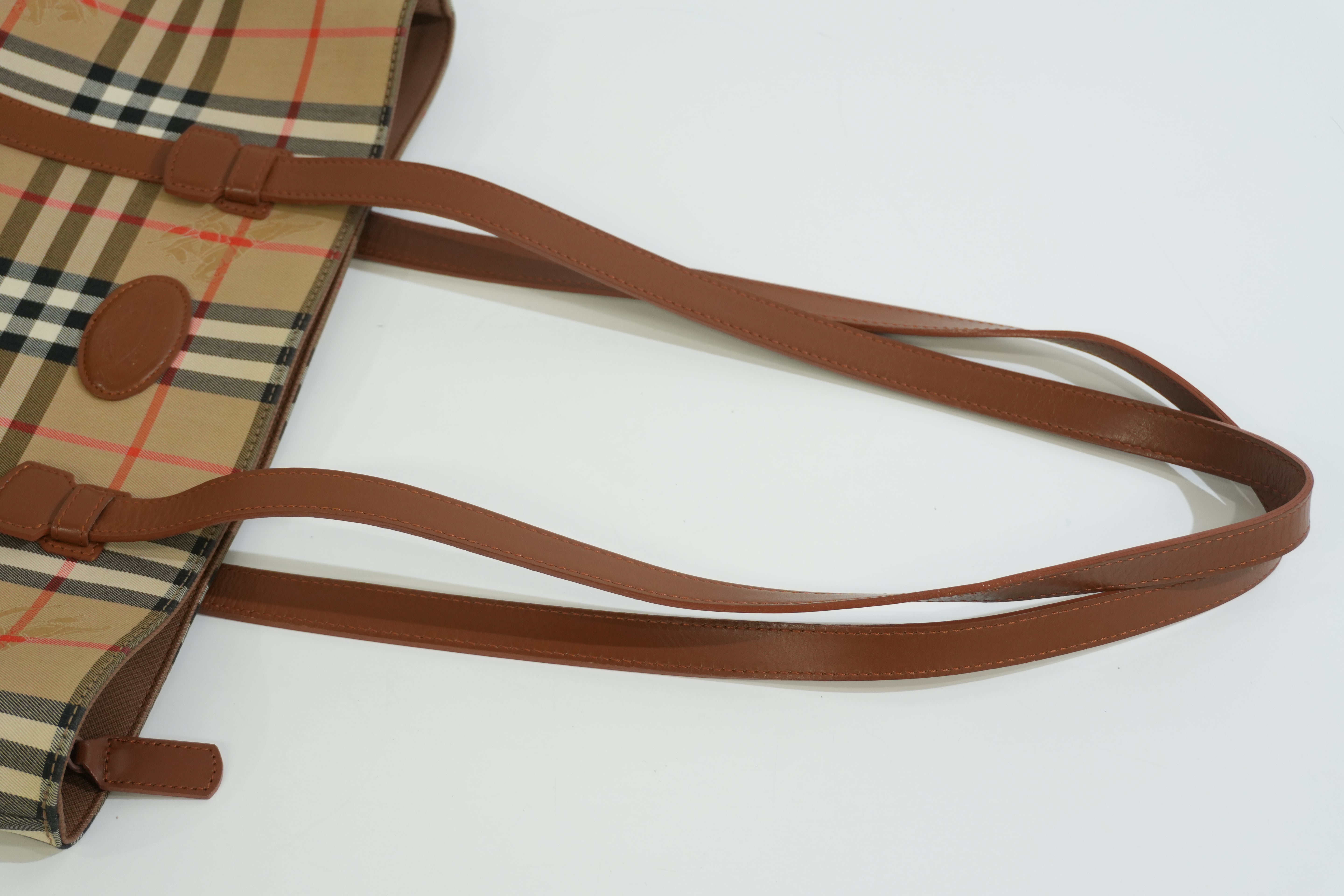 Pre-owned Burberry Haymarket Tote Bag Beige