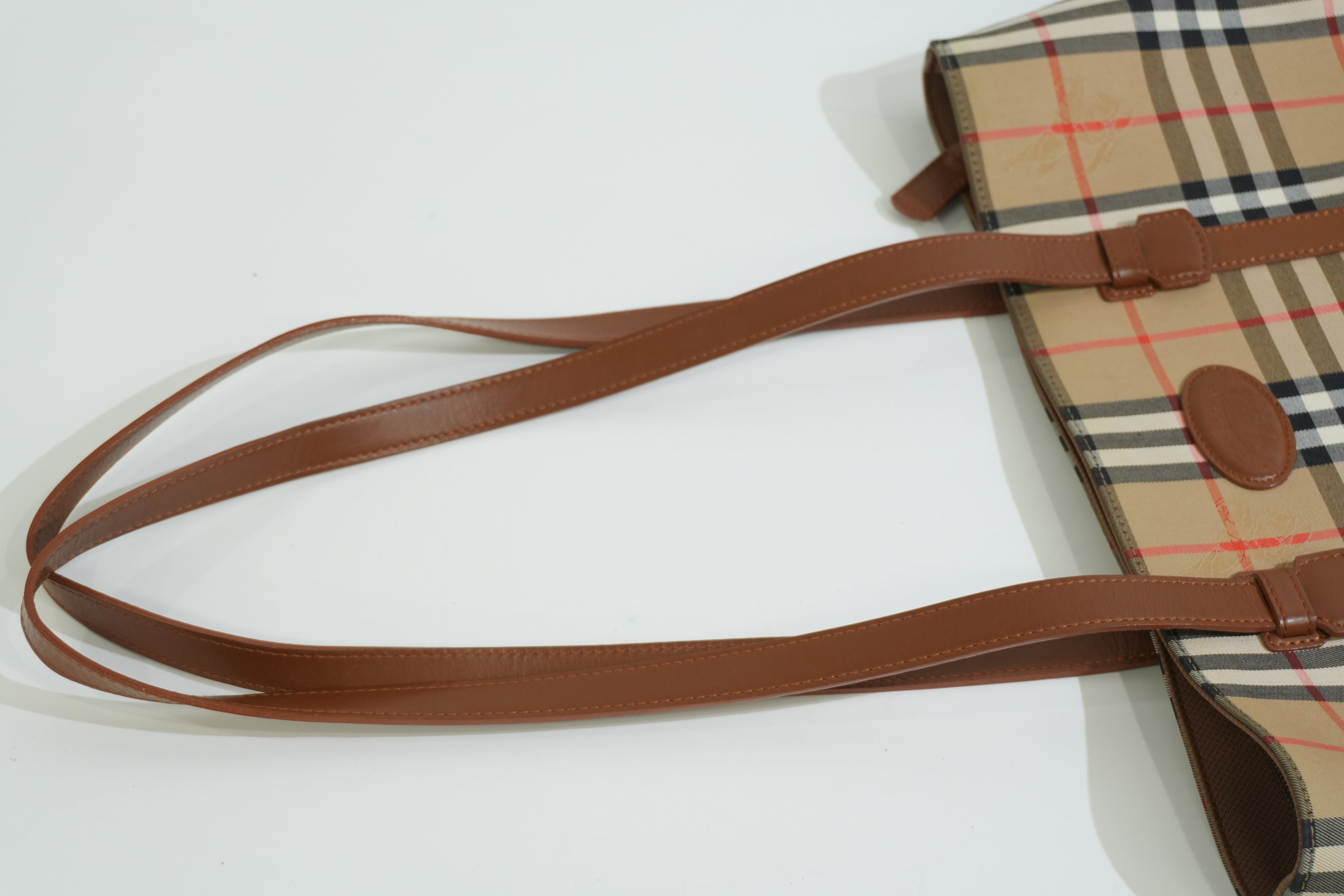 Pre-owned Burberry Haymarket Tote Bag Beige