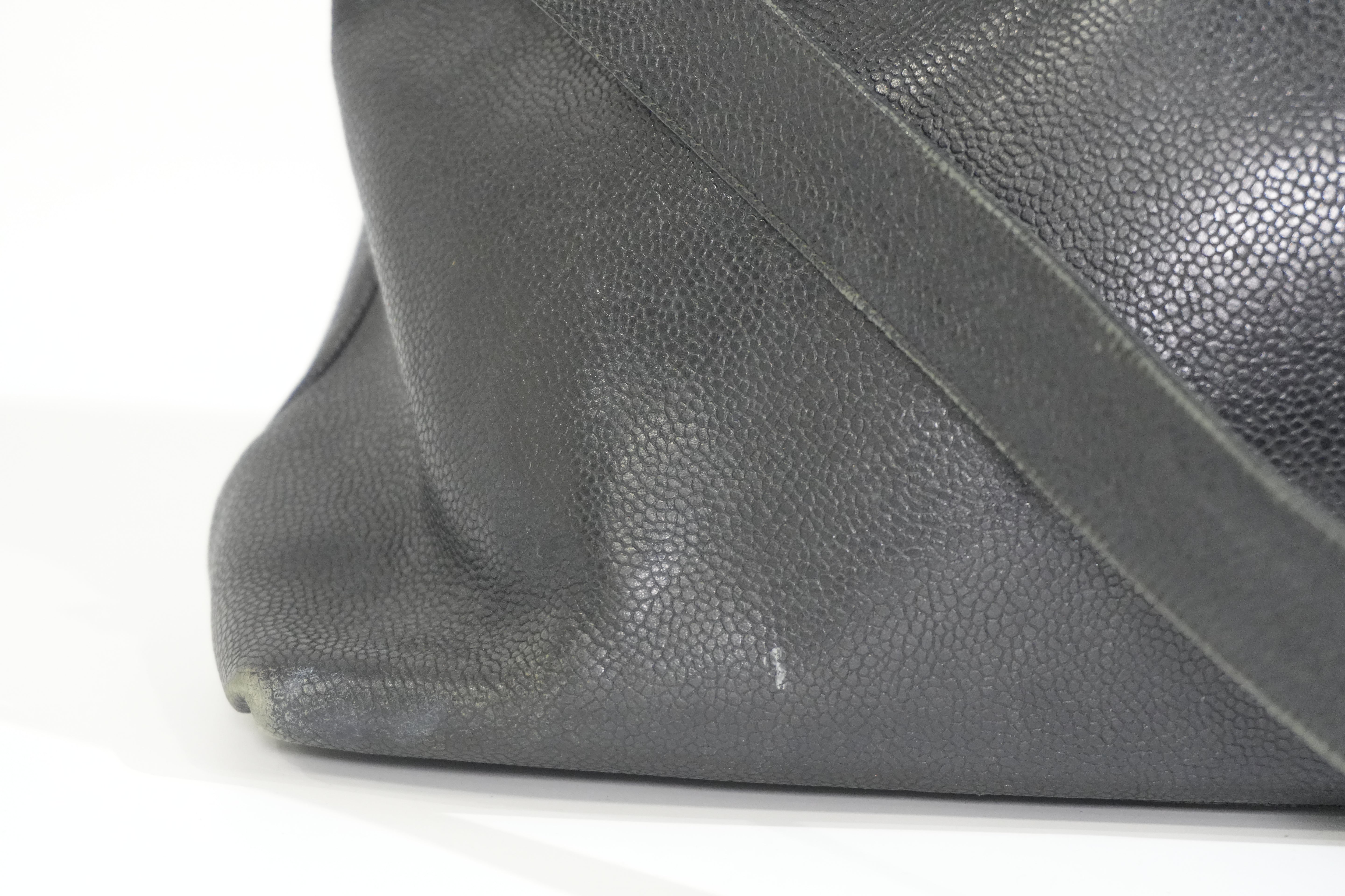Pre-owned Caviar Skin Leather Chain Shoulder Tote Bag Black