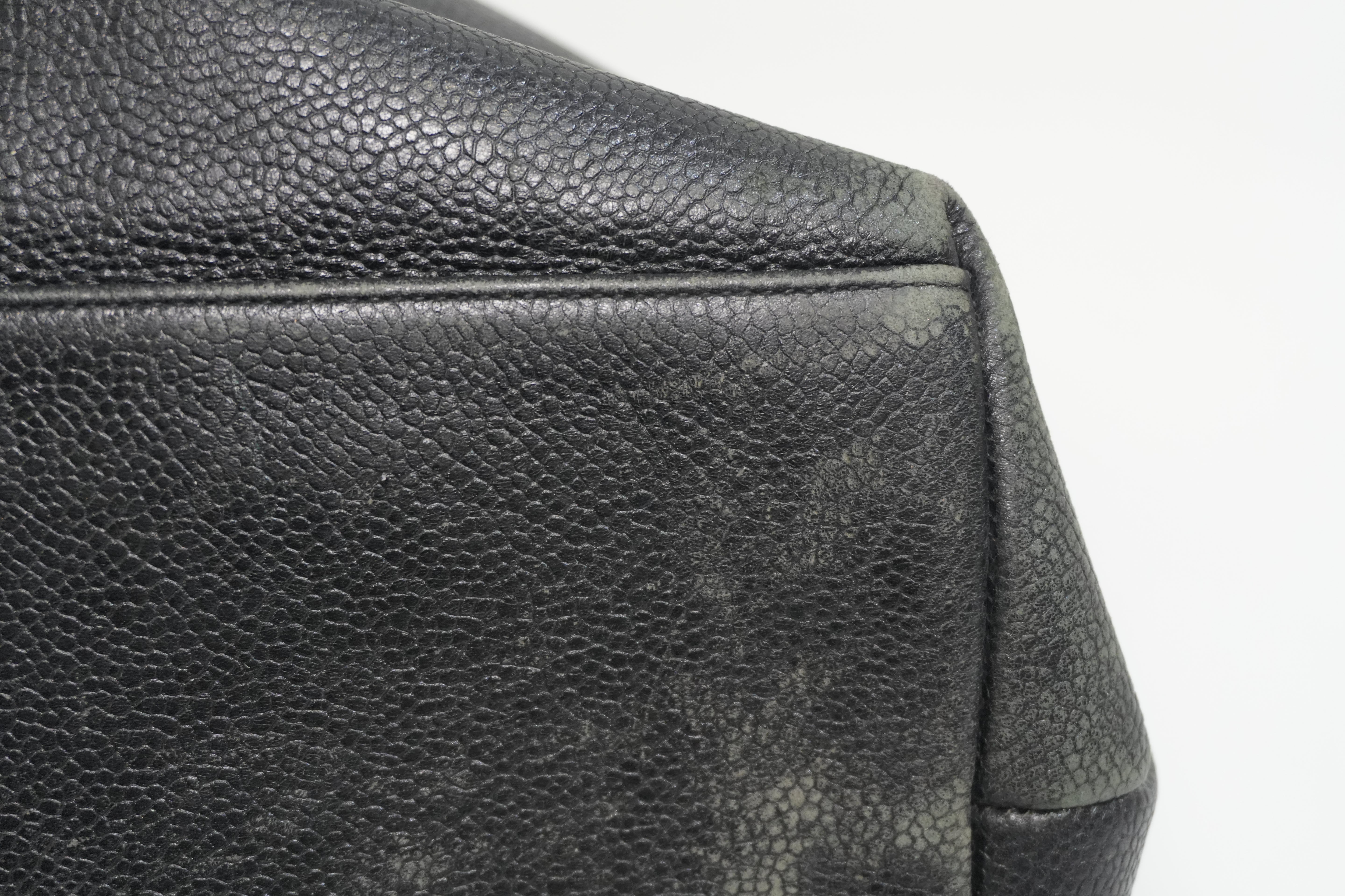 Pre-owned Caviar Skin Leather Chain Shoulder Tote Bag Black