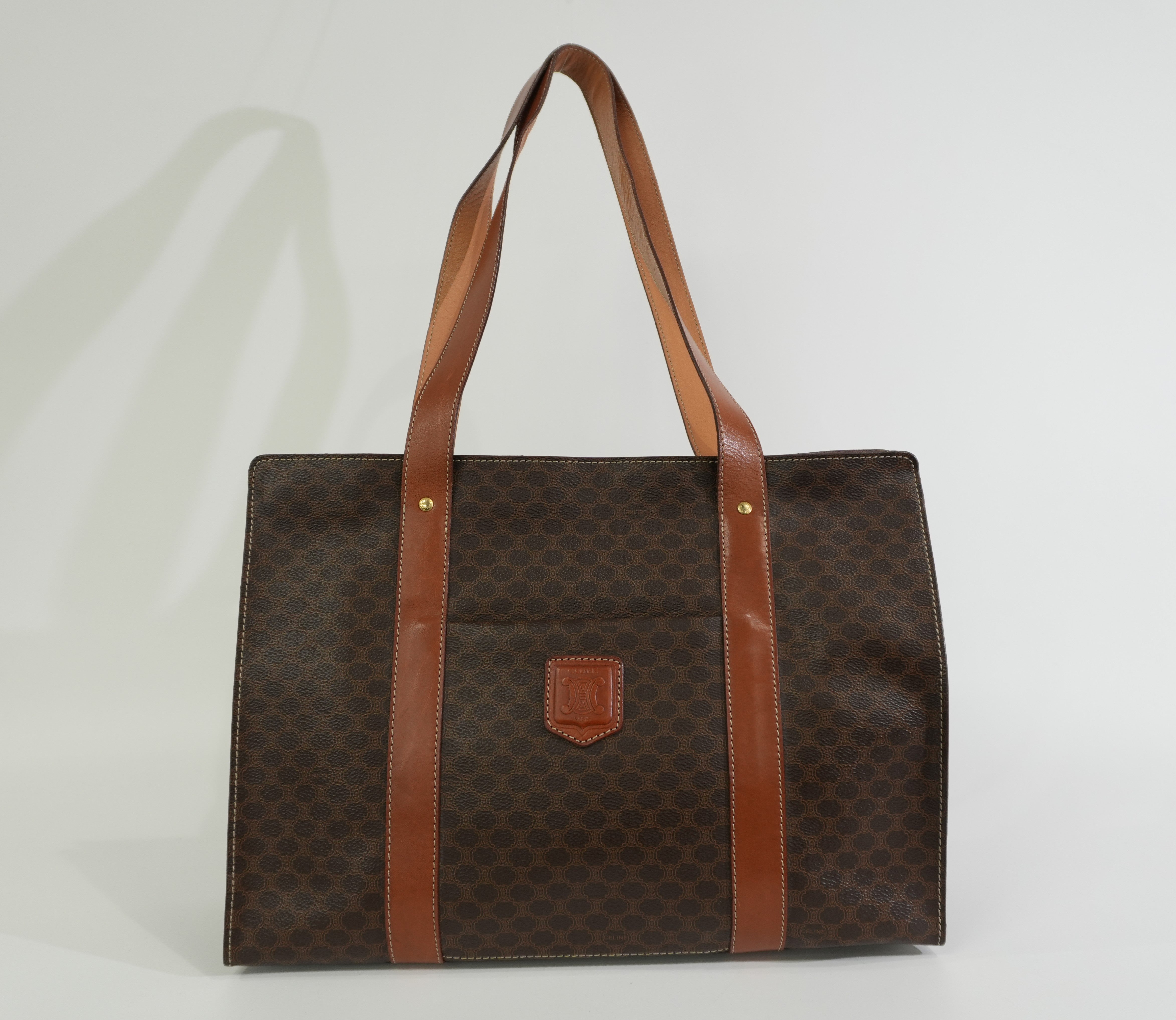Pre-owned Celine Macadam Tote Bag Brown