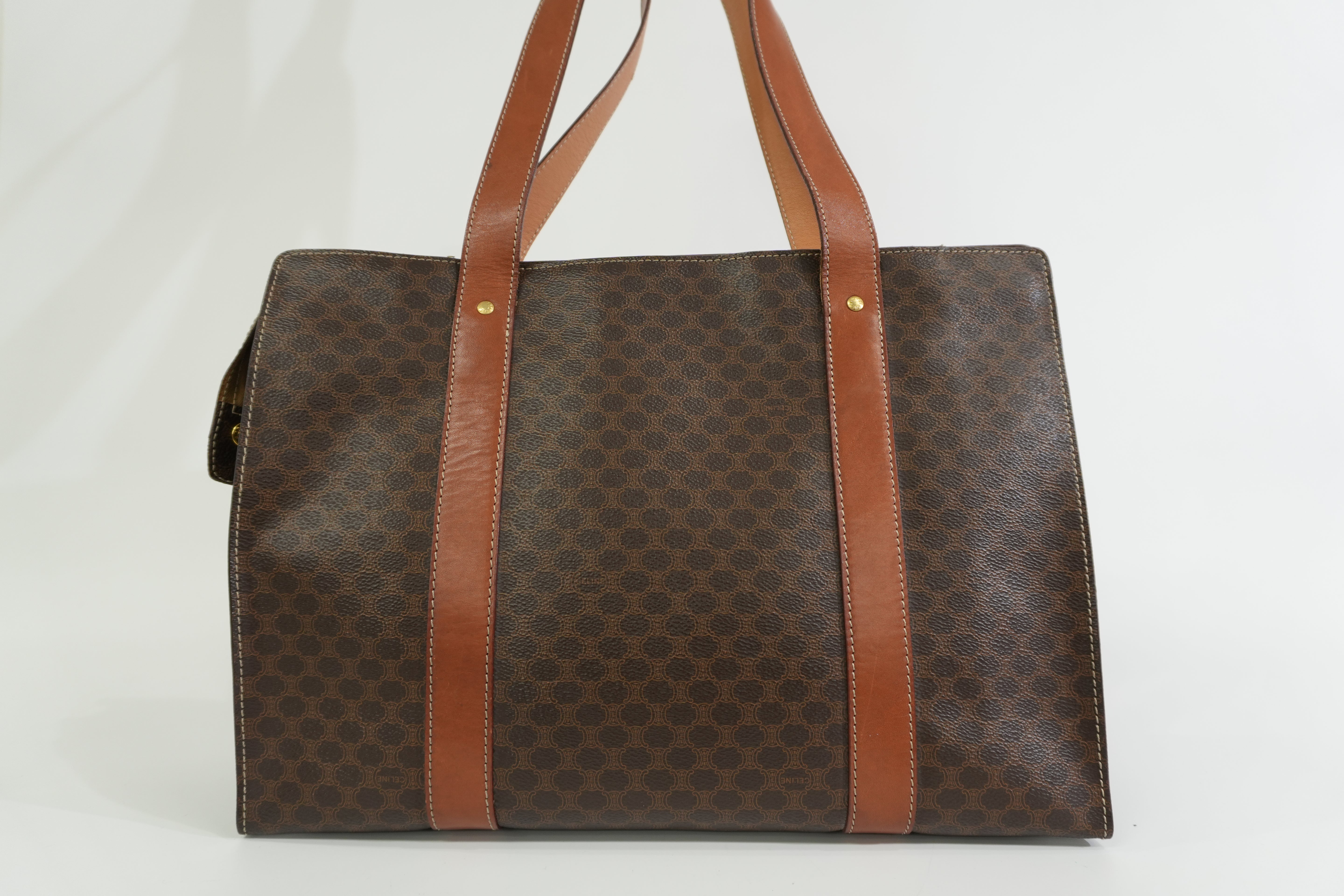 Pre-owned Celine Macadam Tote Bag Brown