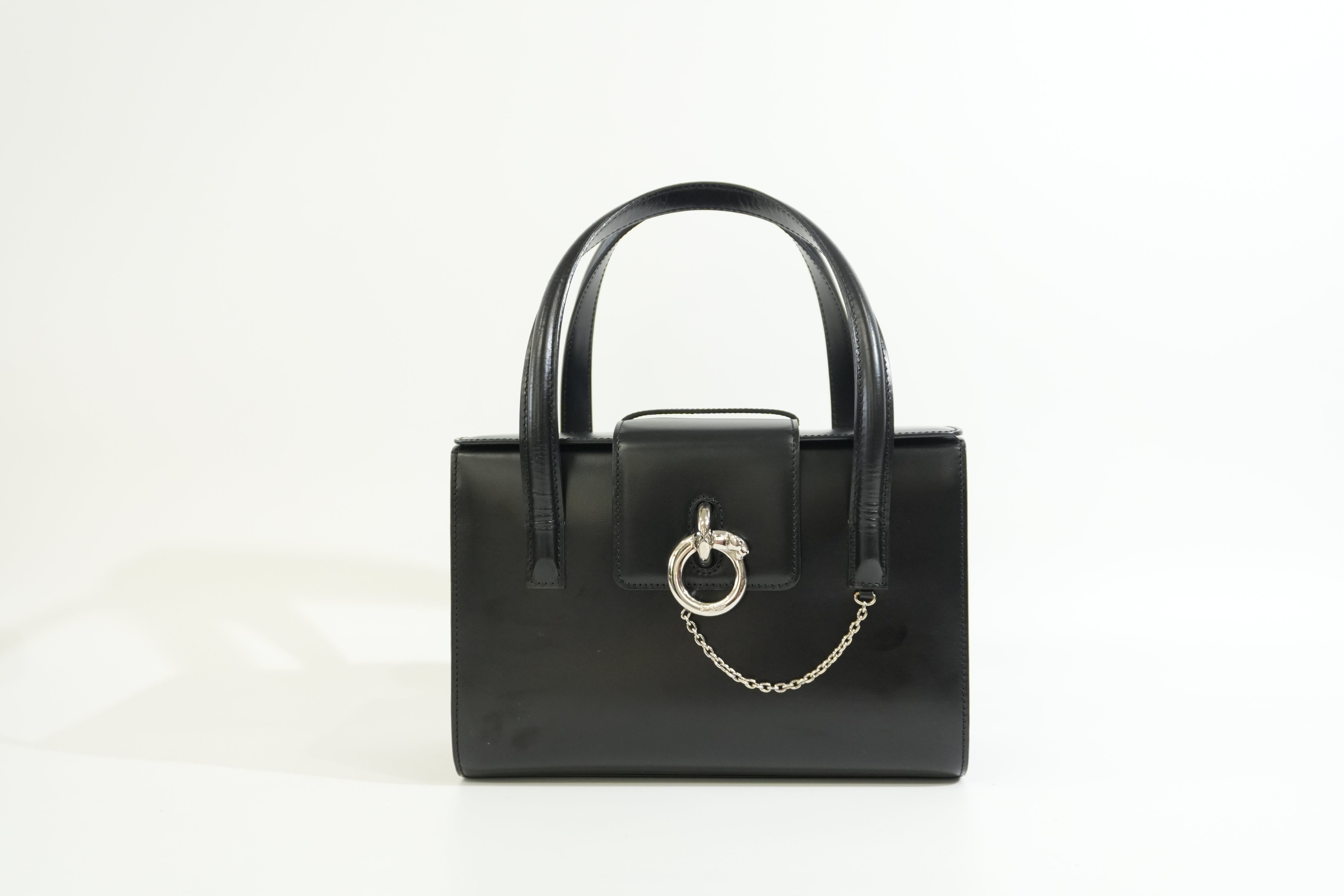 Pre-owned Cartier Panthere Box Type Handbag Black