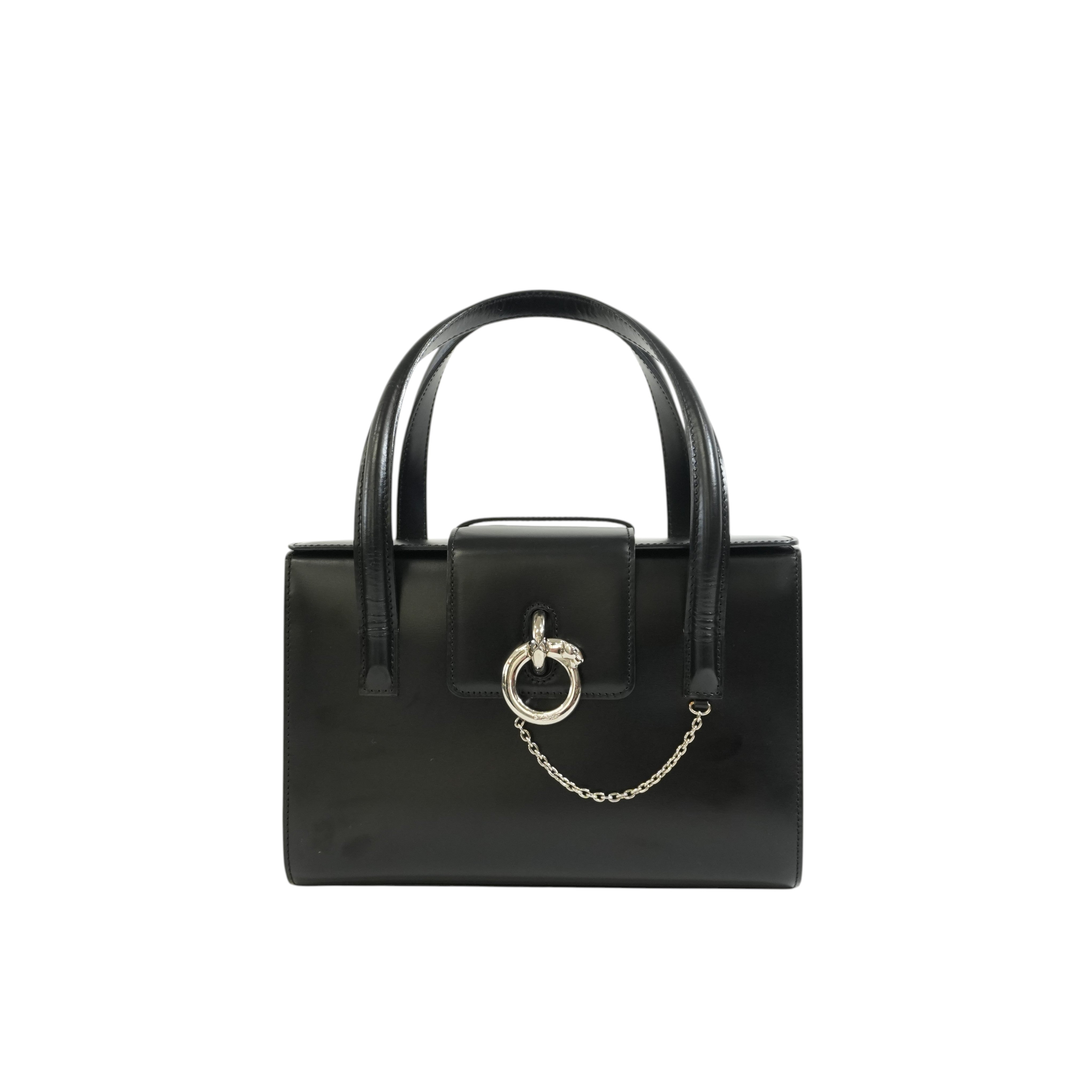 Pre-owned Cartier Panthere Box Type Handbag Black
