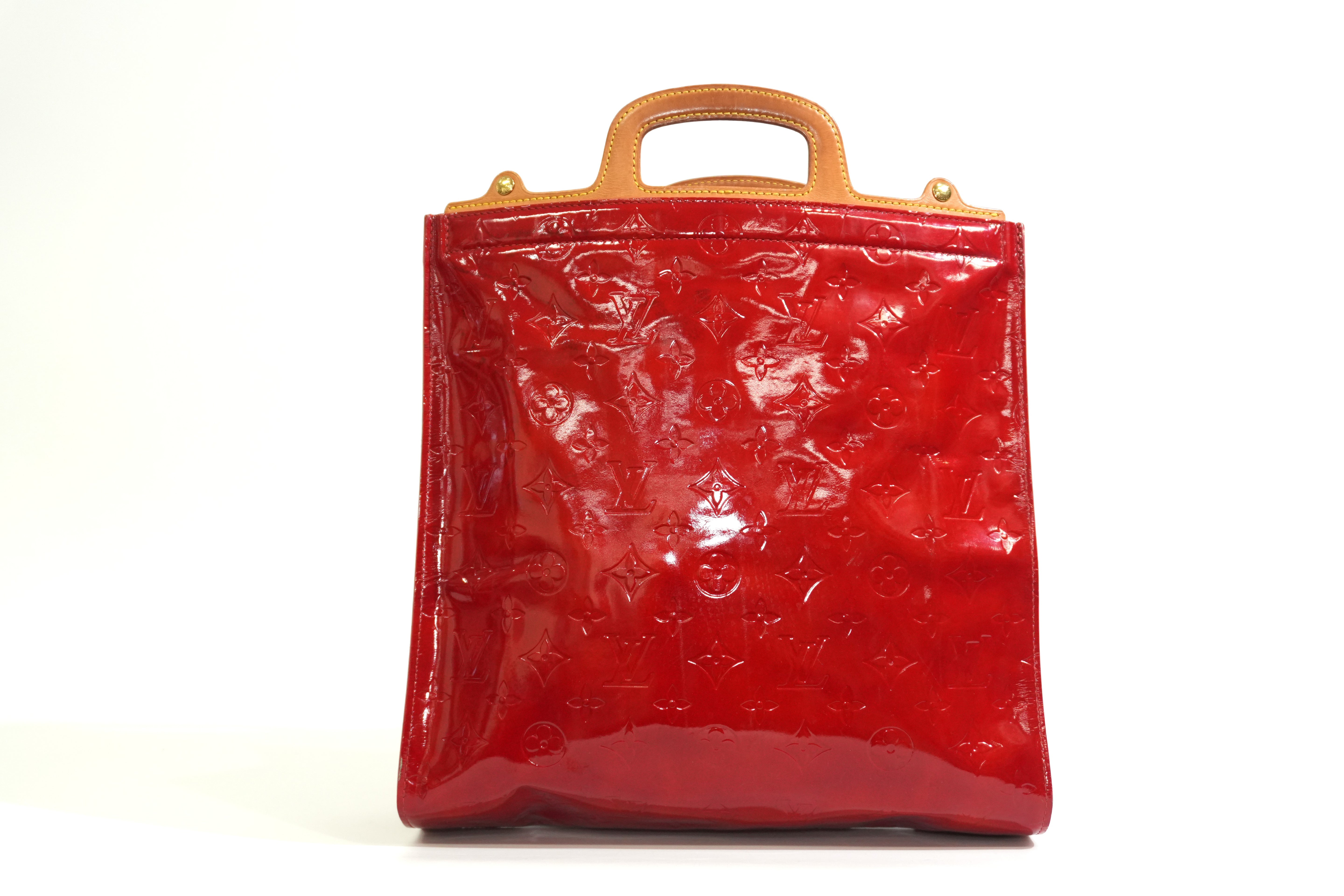 Pre-owned Louis Vuitton Vernis Tote Bag Red