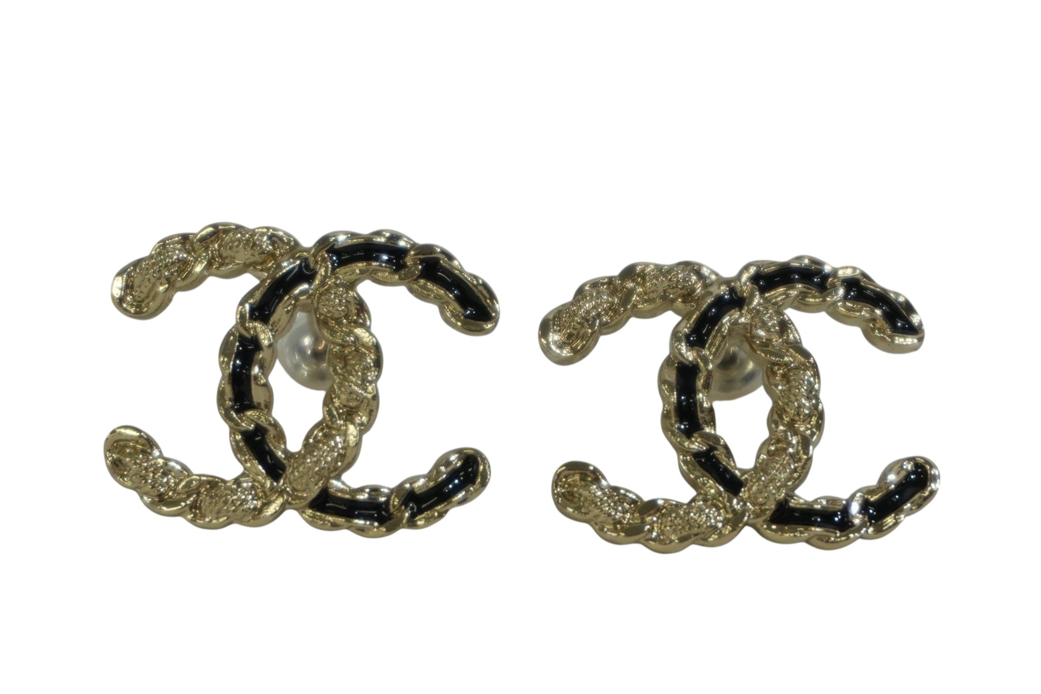 Pre-owned Chanel CC Earrings Black and Gold