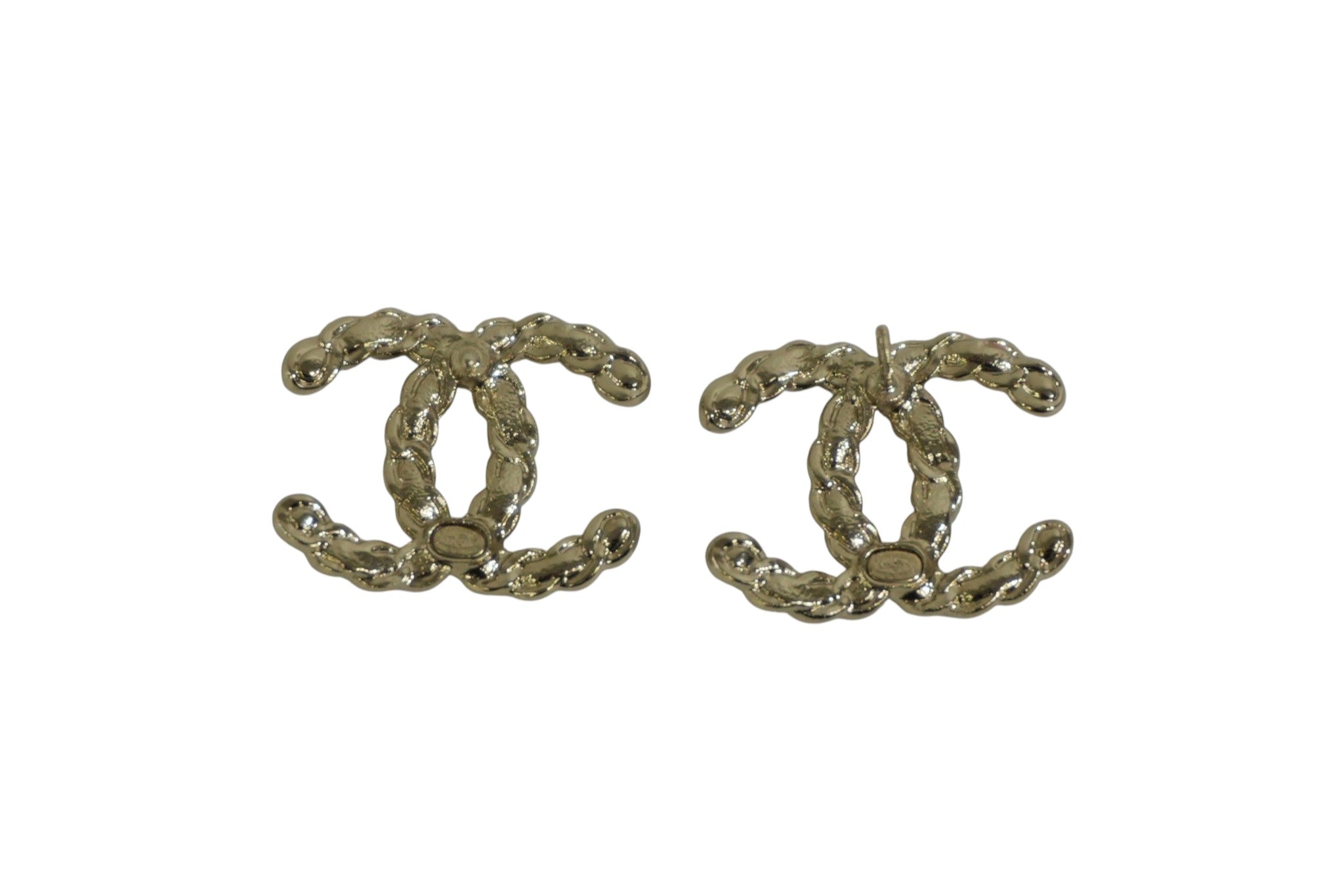 Pre-owned Chanel CC Earrings Black and Gold